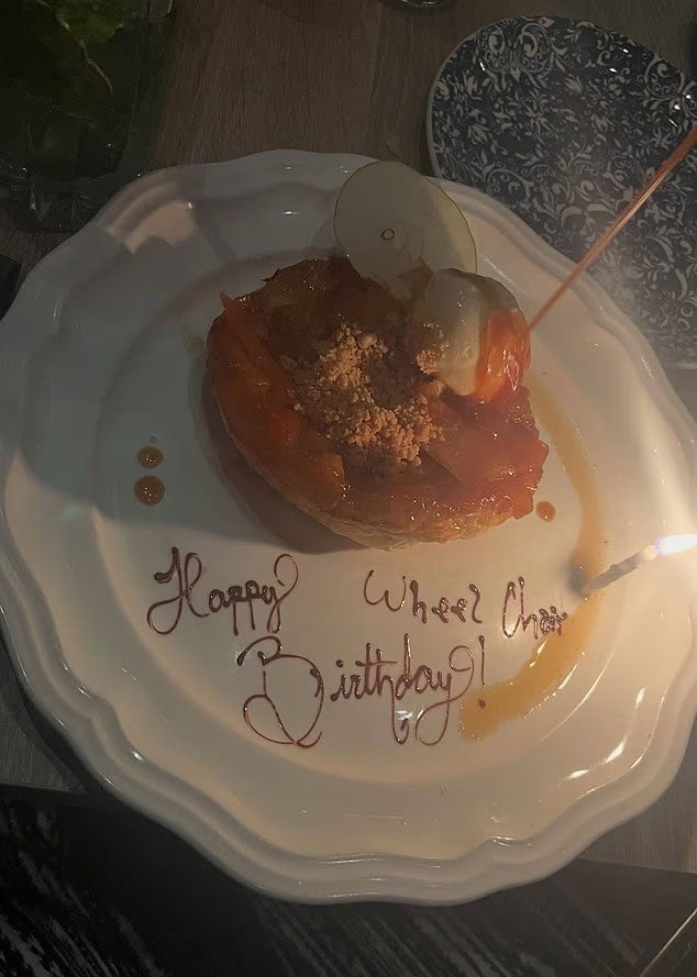 The restaurant said that ‘wheelchair’ was used to identify where to deliver the desert