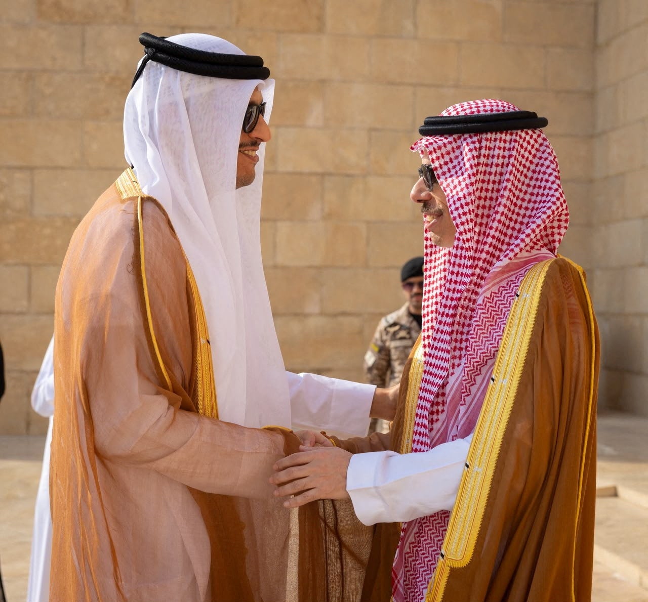 Qatar's Prime Minister and Minister for Foreign Affairs, Sheikh Mohammed bin Abdulrahman bin Jassim Al-Thani meets Saudi Foreign Minister Faisal bin Farhan Al-Saud in Riyadh, Saudi Arabi
