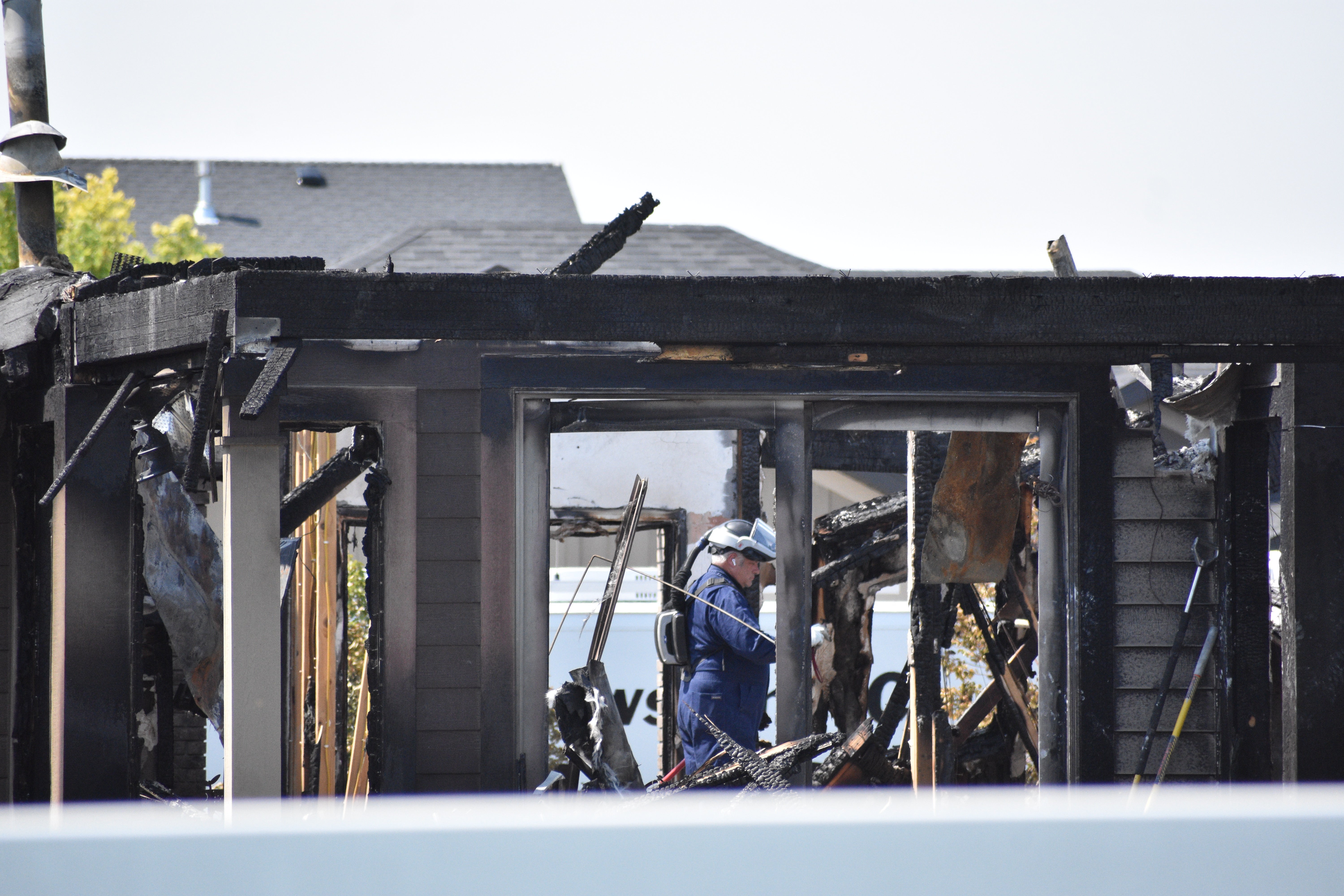 The house became engulfed in flames following the shooting and the suspect died from what is believed to be a self-inflicted gunshot wound