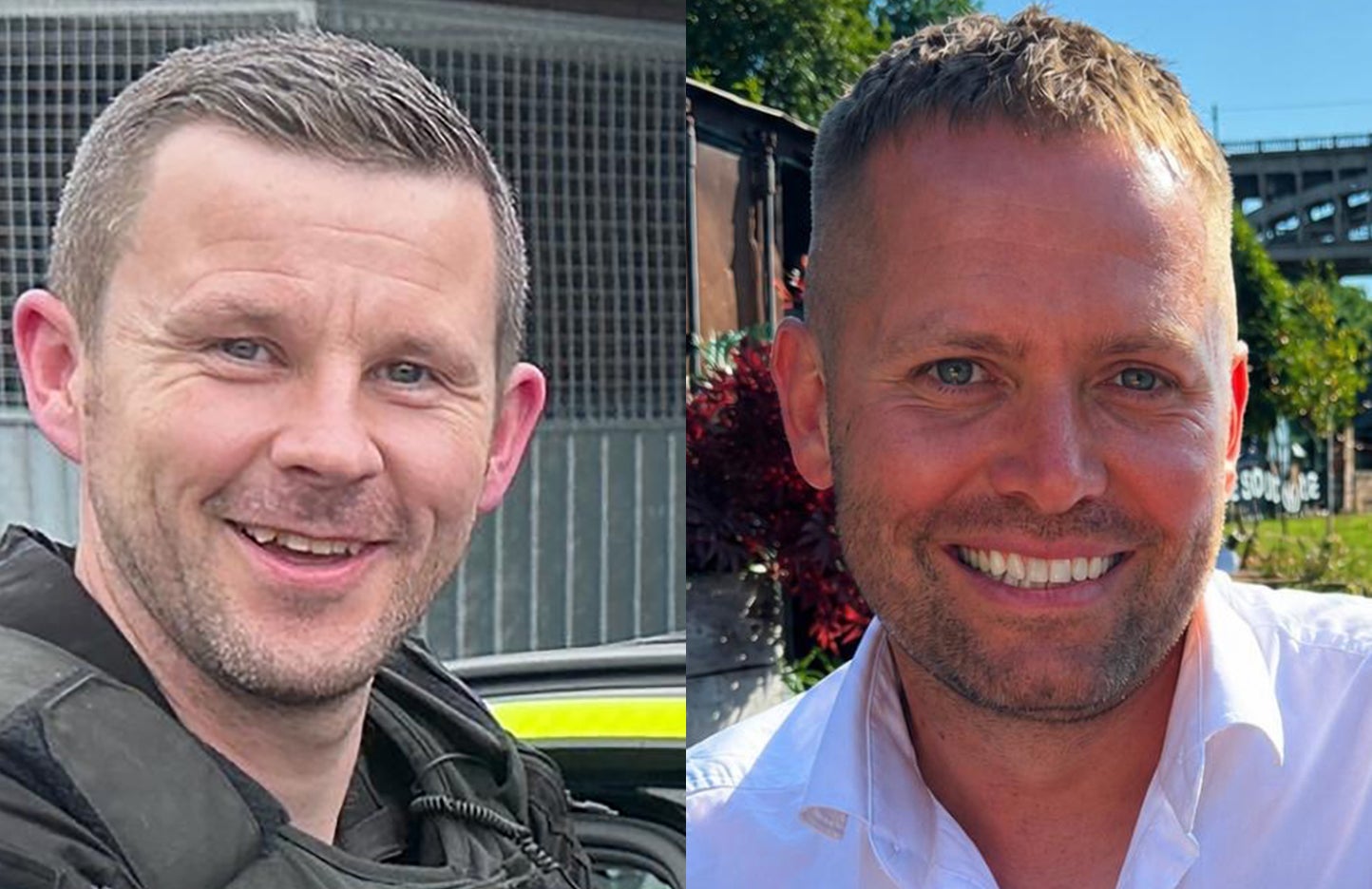 PC Tom Clough, left, and PC Matthew Blades died in the car collision on the A66