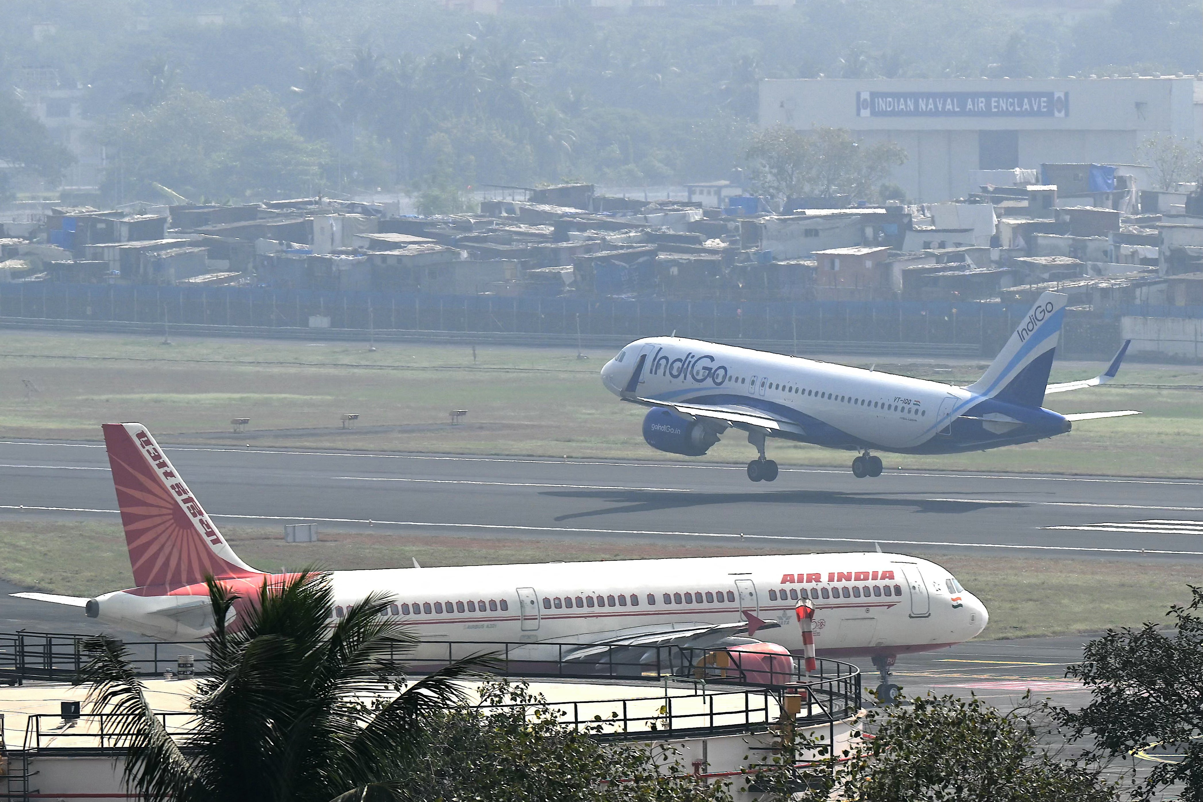 An Air India aircraft at the Mumbai airport in India on 8 December 2025