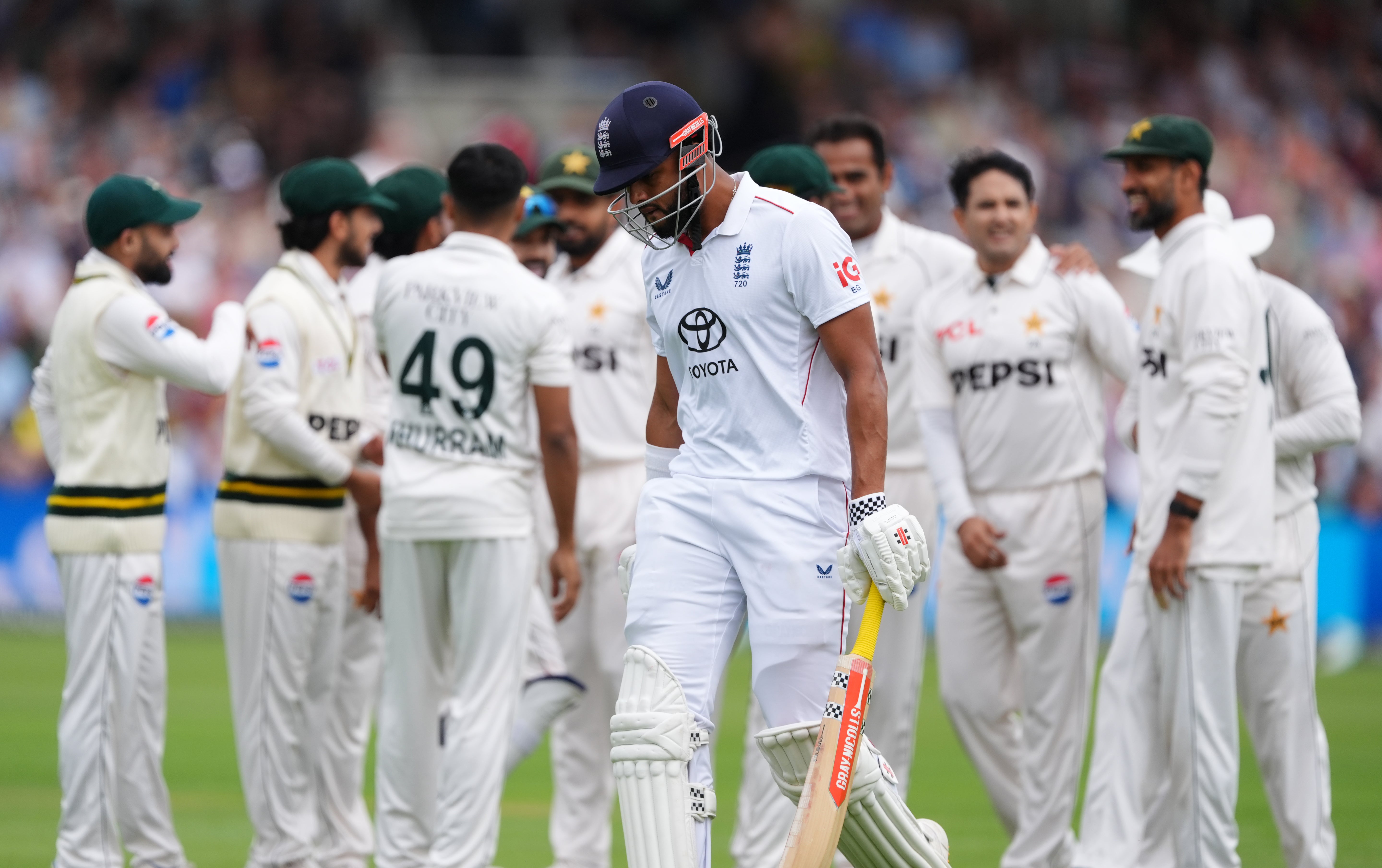 Emilio Gay was the first of three wickets for Mohammad Abbas in the opening session (Ben Whitley/PA)