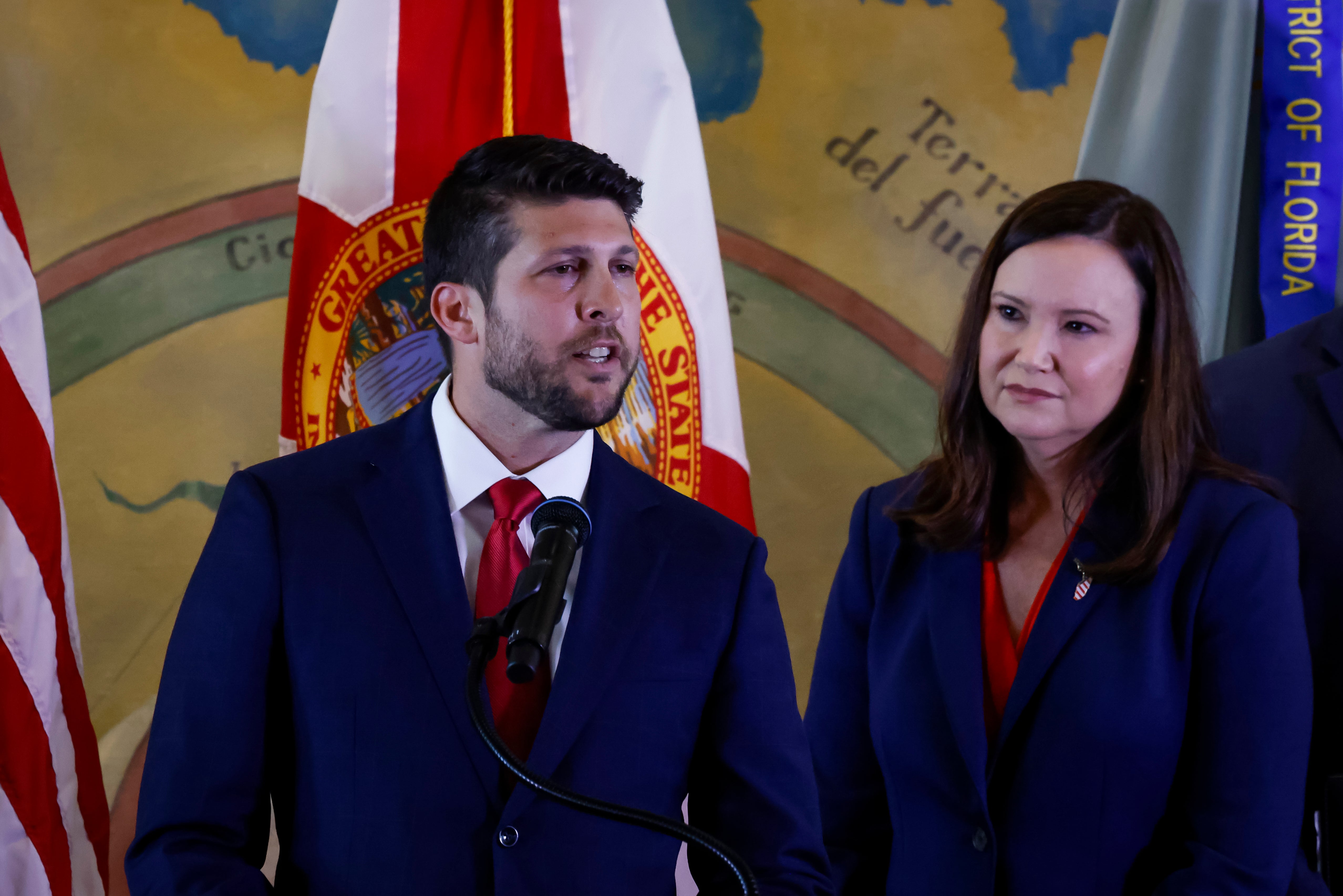 James Uthmeier (pictured left) was DeSantis’ former chief of staff when he allegedly recommended a nonprofit request a $5 million grant from Hope Florida – eventually funds landed in the lap of a political action committee he chaired