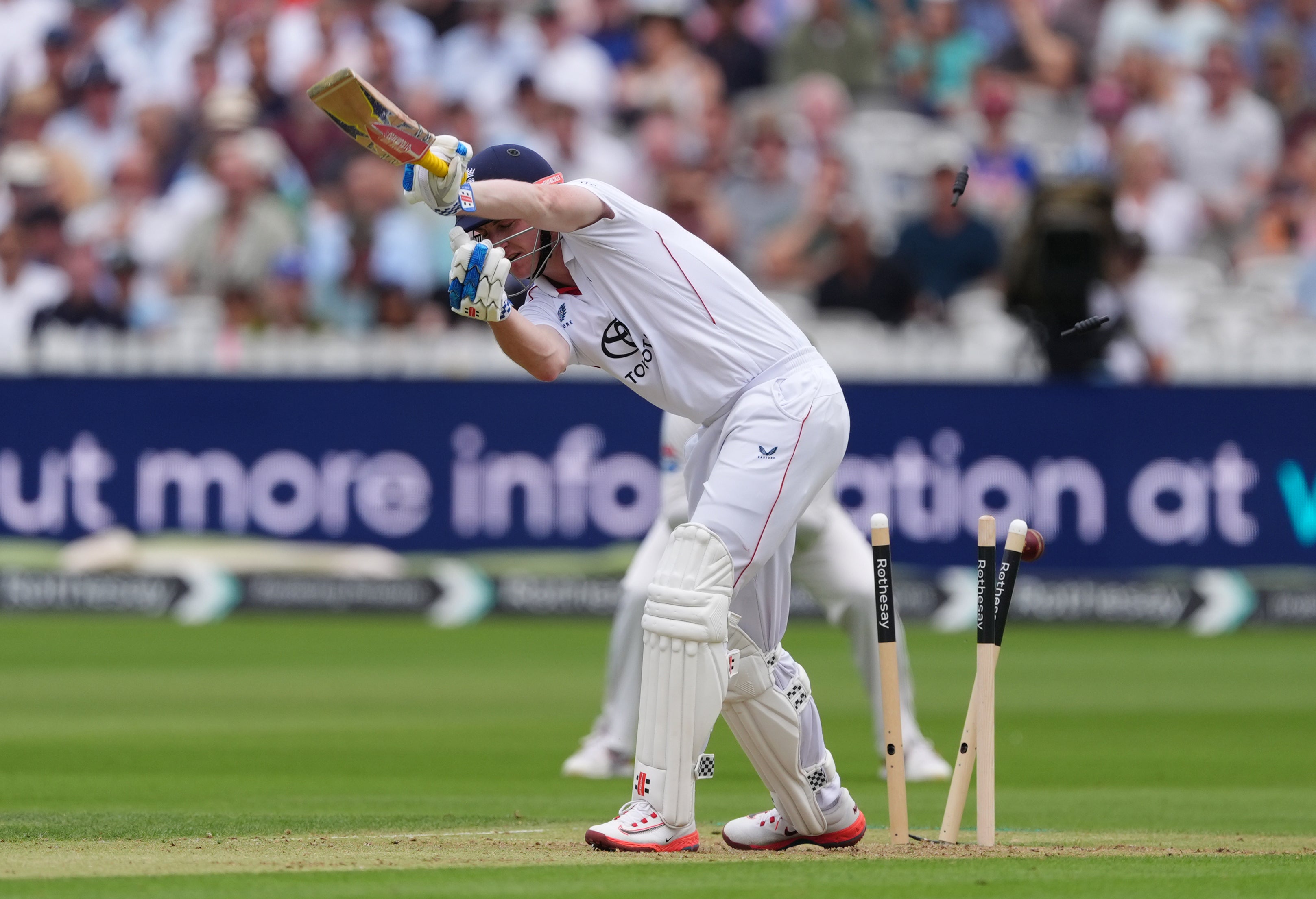 Harry Brook is bowled by Pakistan’s Mohammad Ali (Ben Whitley/PA) (PA Wire)