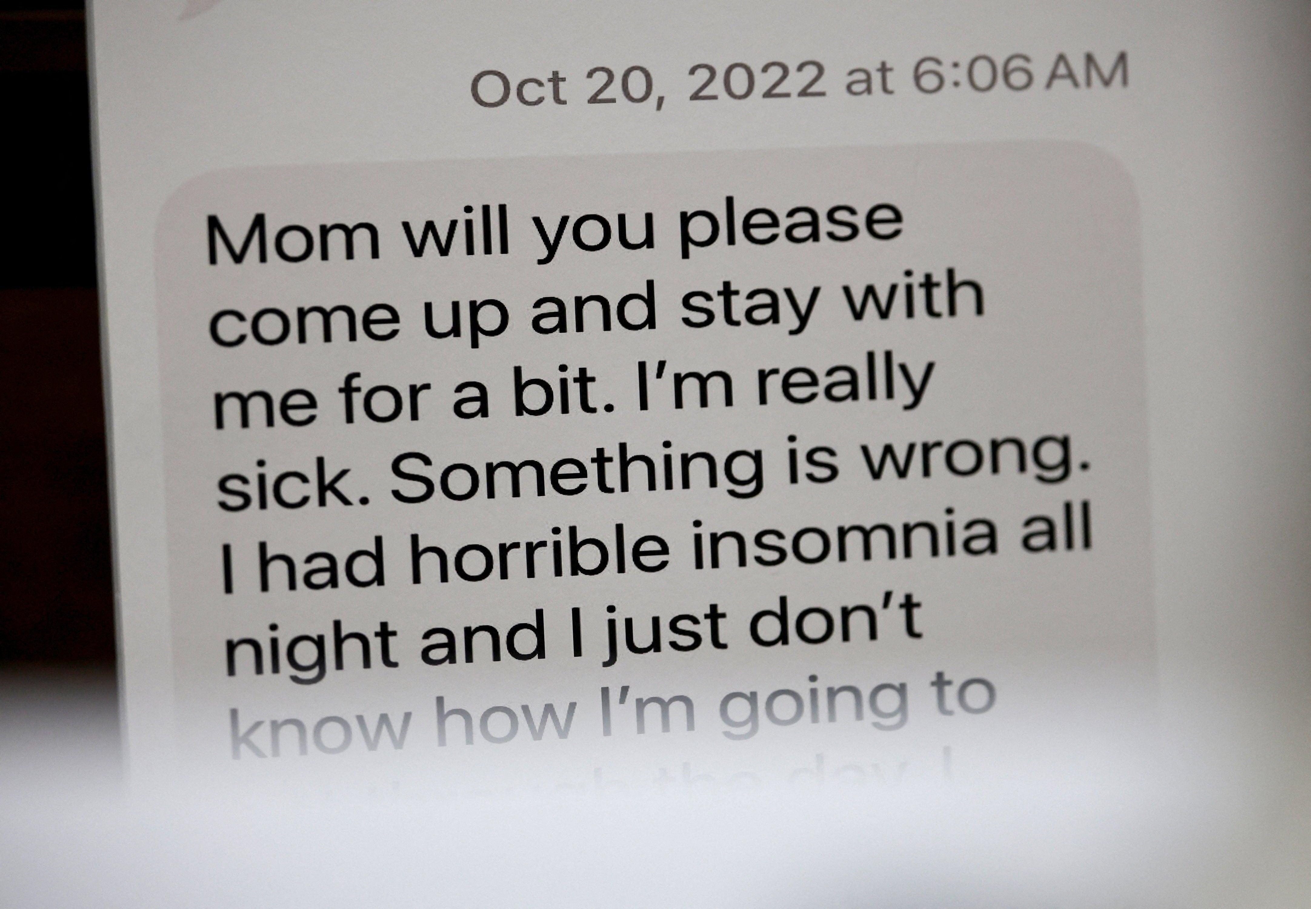 A text message Lindsay Clancy sent her mom is displayed during closing arguments