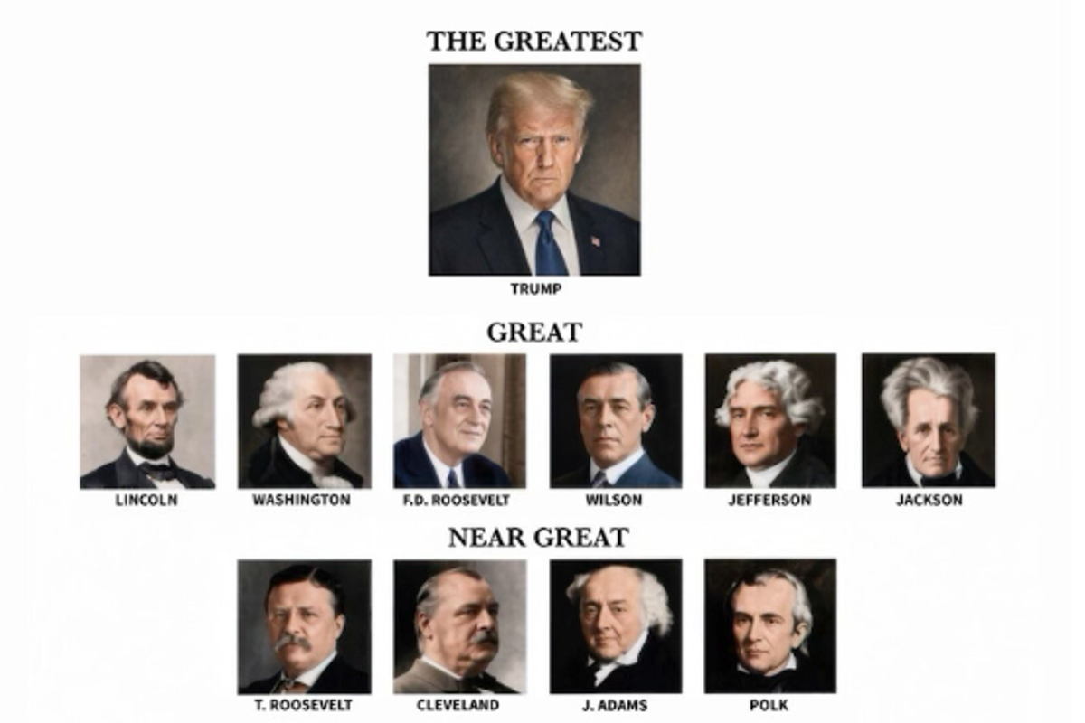 Trump – named America’s worst ever president by panel of experts – puts out his own chart listing himself as the greatest Trump – named America’s worst ever president by panel of experts – puts out his own chart listing himself as the greatest
