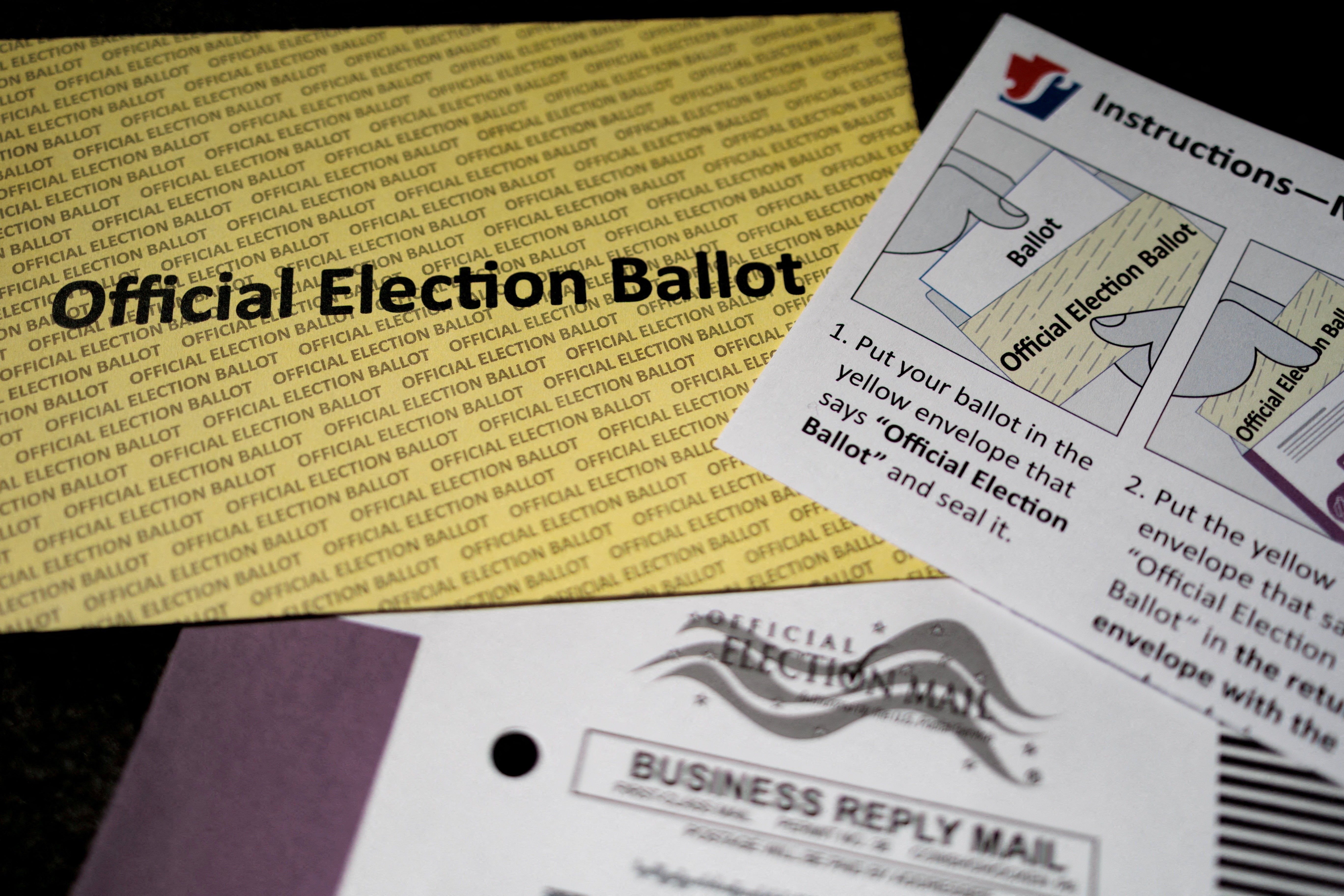 A mail-in ballot during the Pennsylvania primary election is displayed in this illustration created in Philadelphia