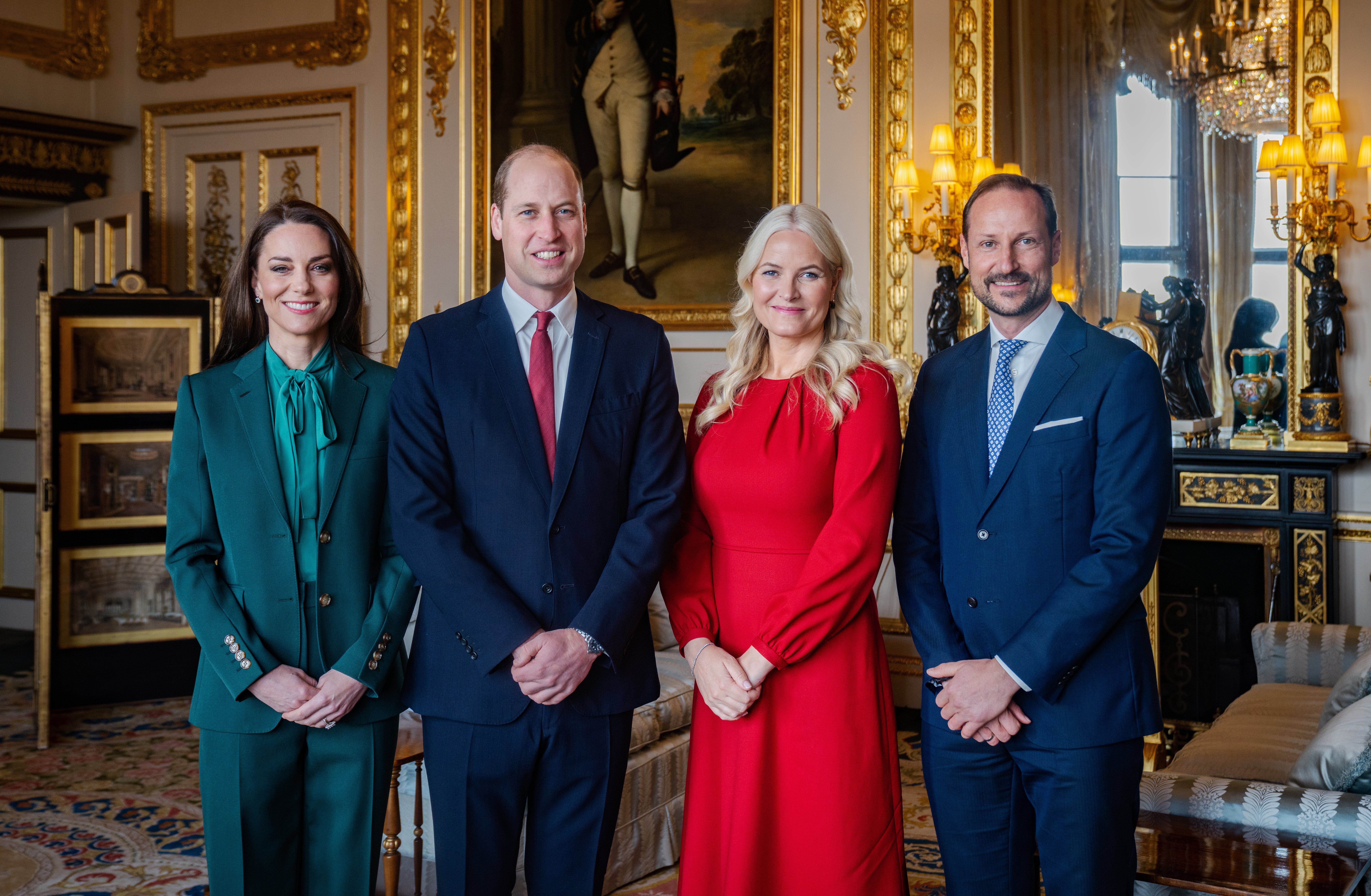 The Prince and Princess of Wales meeting with Haakon and Mette-Marit at Windsor Castle in 2023