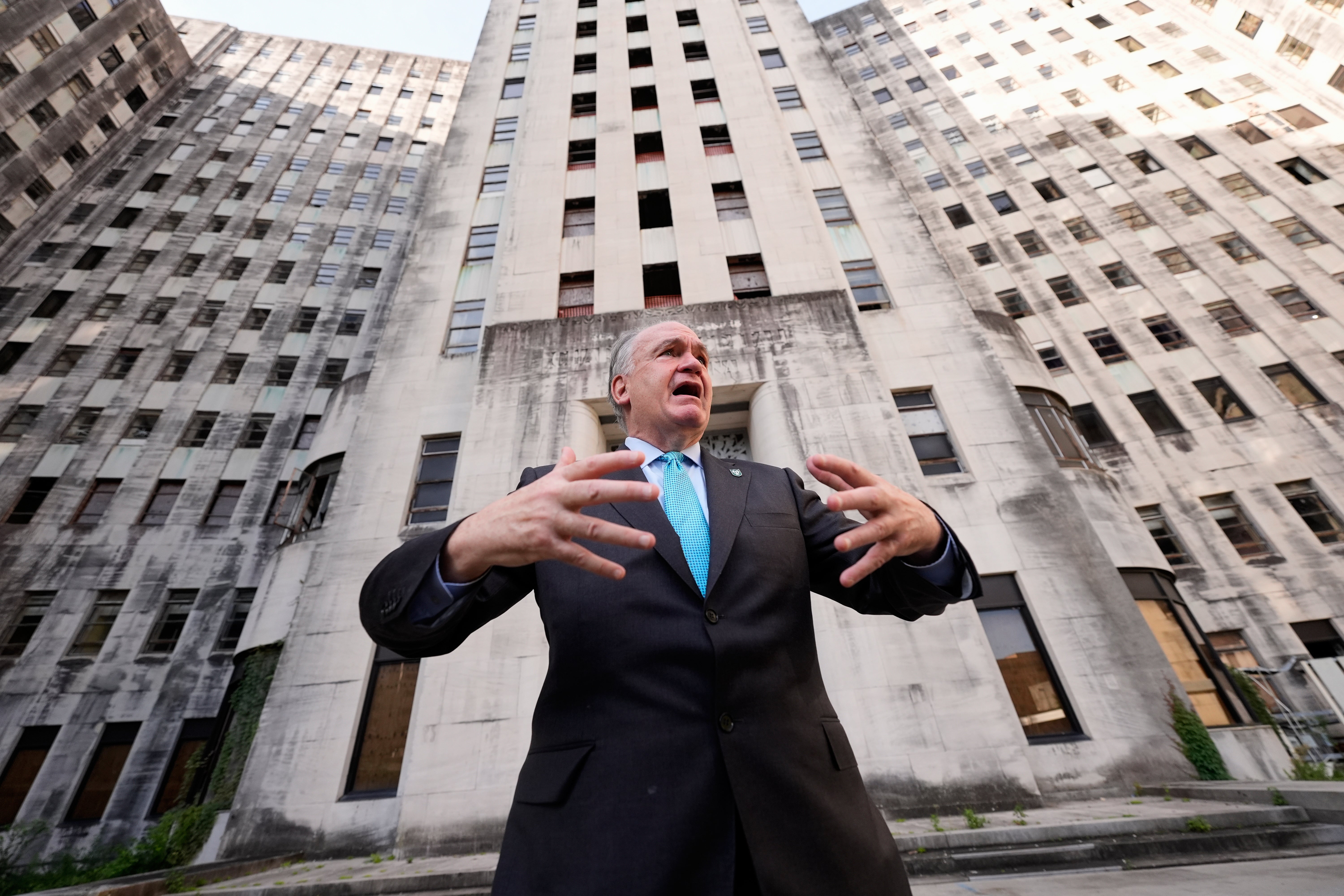 Tulane University president Michael A. Fitts outside the old Charity Hospital building on Wednesday, Aug. 19, 2026