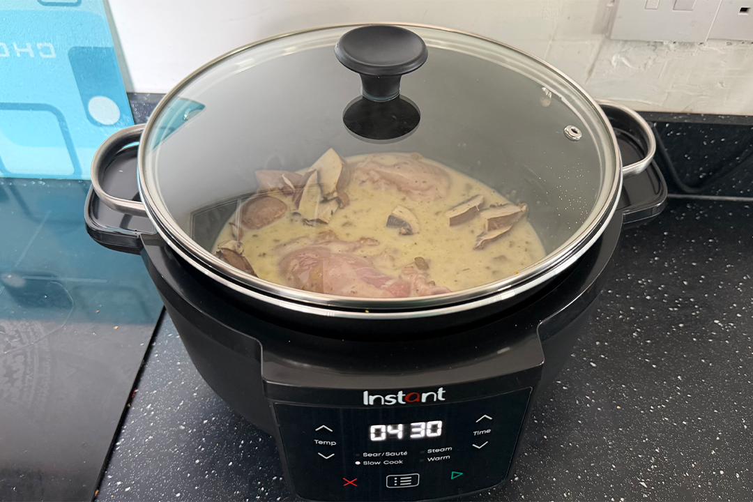 The handles are well placed making it ideal for taking from the slow cooker to the table to serve (Rachael Penn/The Independent)