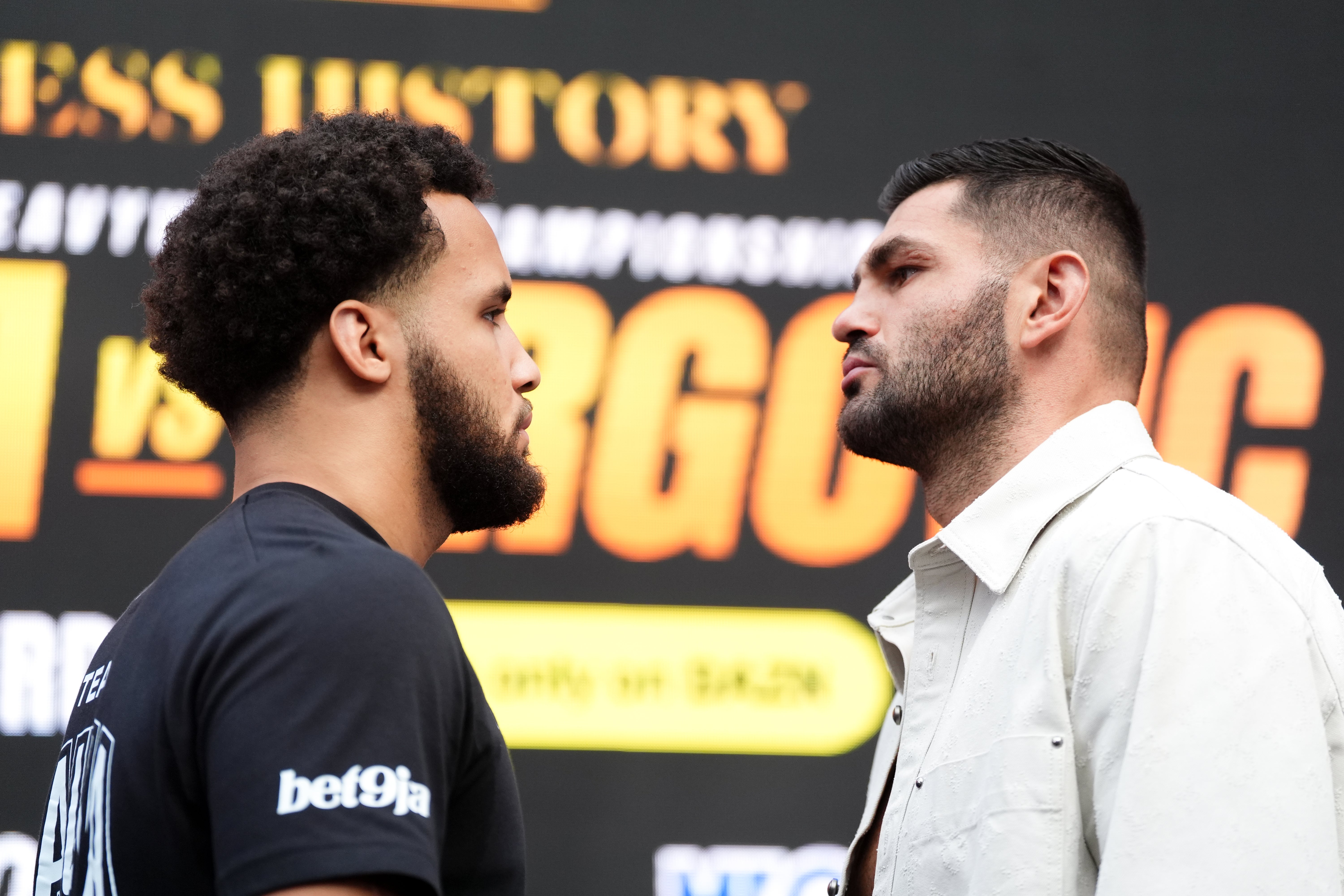 Moses Itauma (left) and Filip Hrgovic face off in the build-up to Saturday’s fight at The O2 (Adam Davy/PA).