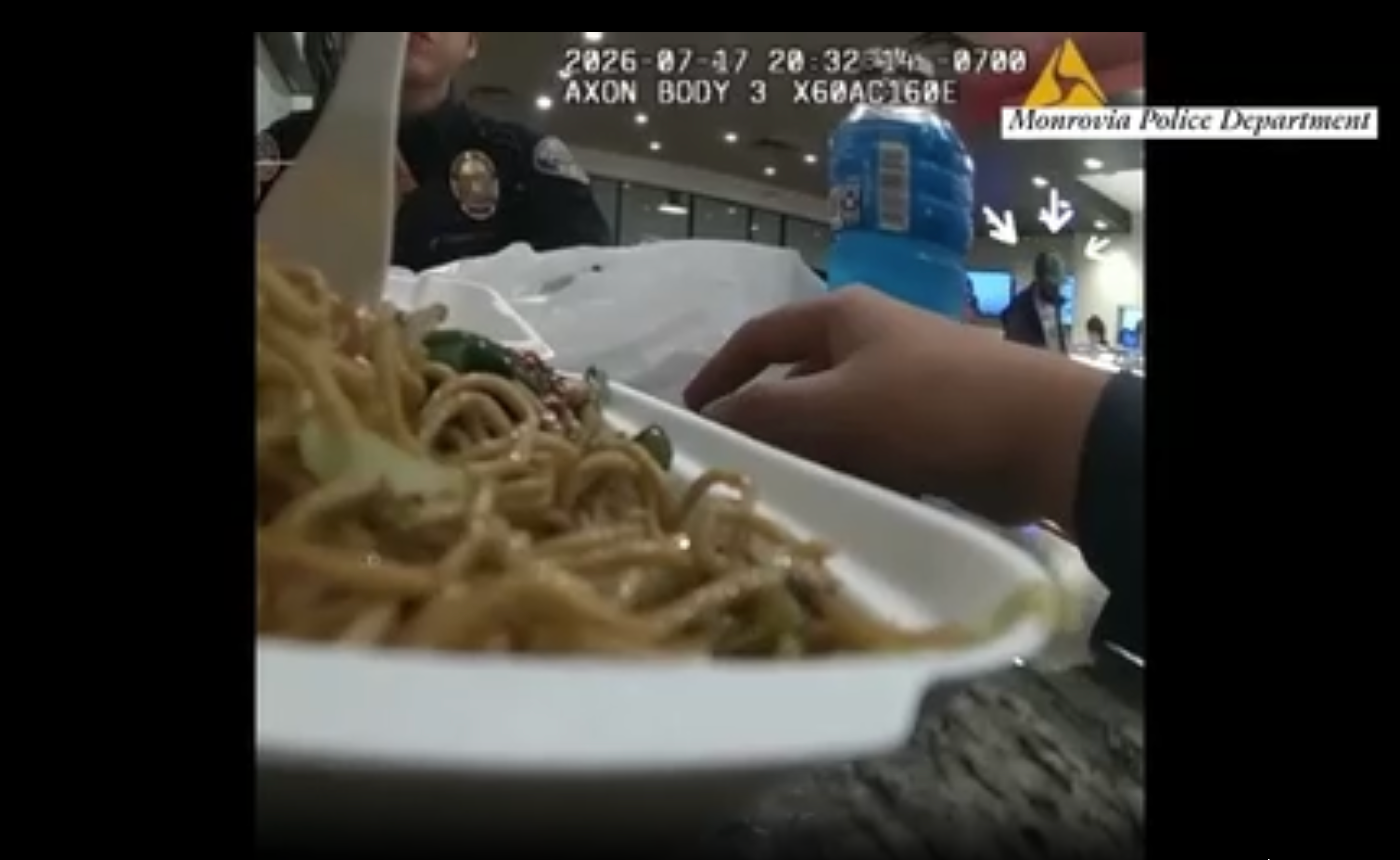 A California man who twice escaped police by running onto a freeway was finally taken into custody after he happened to walk into the same Panda Express where officers were eating lunch. Officers noticed the wanted man, pictured in the upper right-hand corner, enter Panda Express while they were sitting down, eating their meals