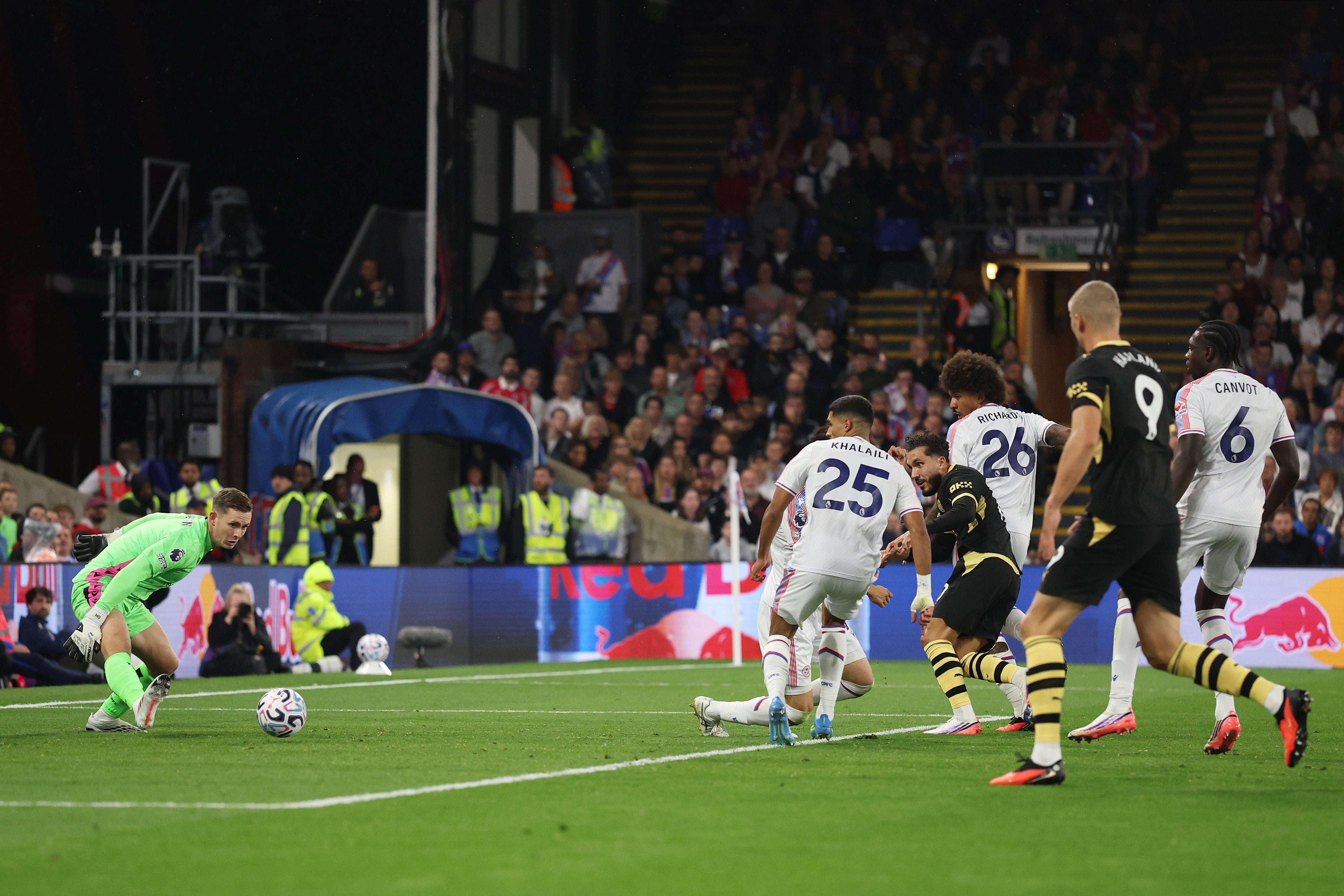 Cherki's first goal was the moment of the night, the Frenchman skipping past two challenges before sliding past Henderson