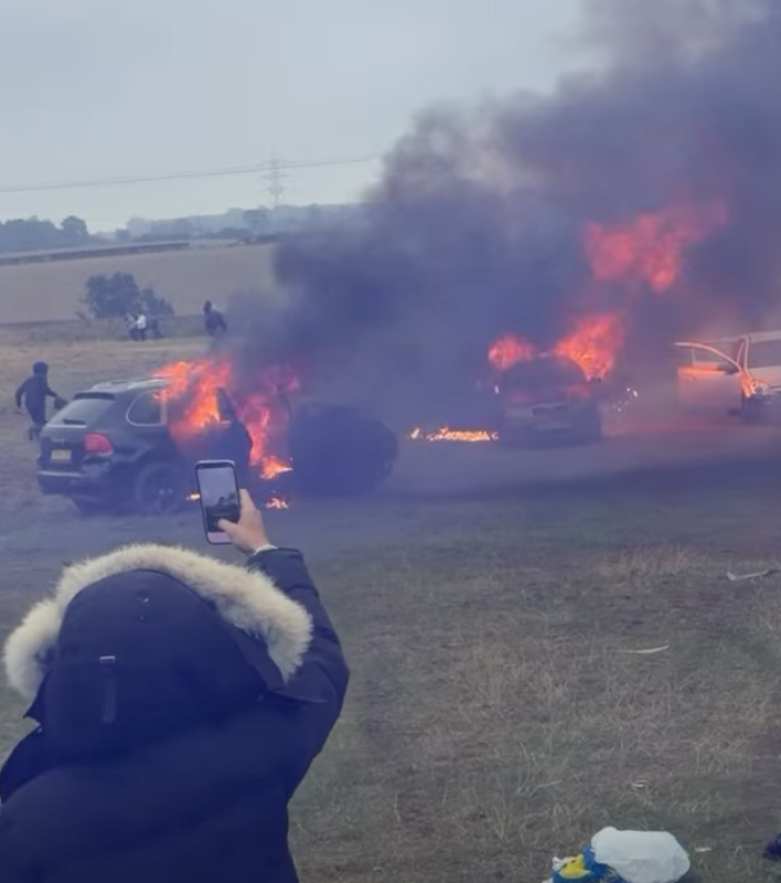 Cars torched at vigil for young man killed in A66 crash