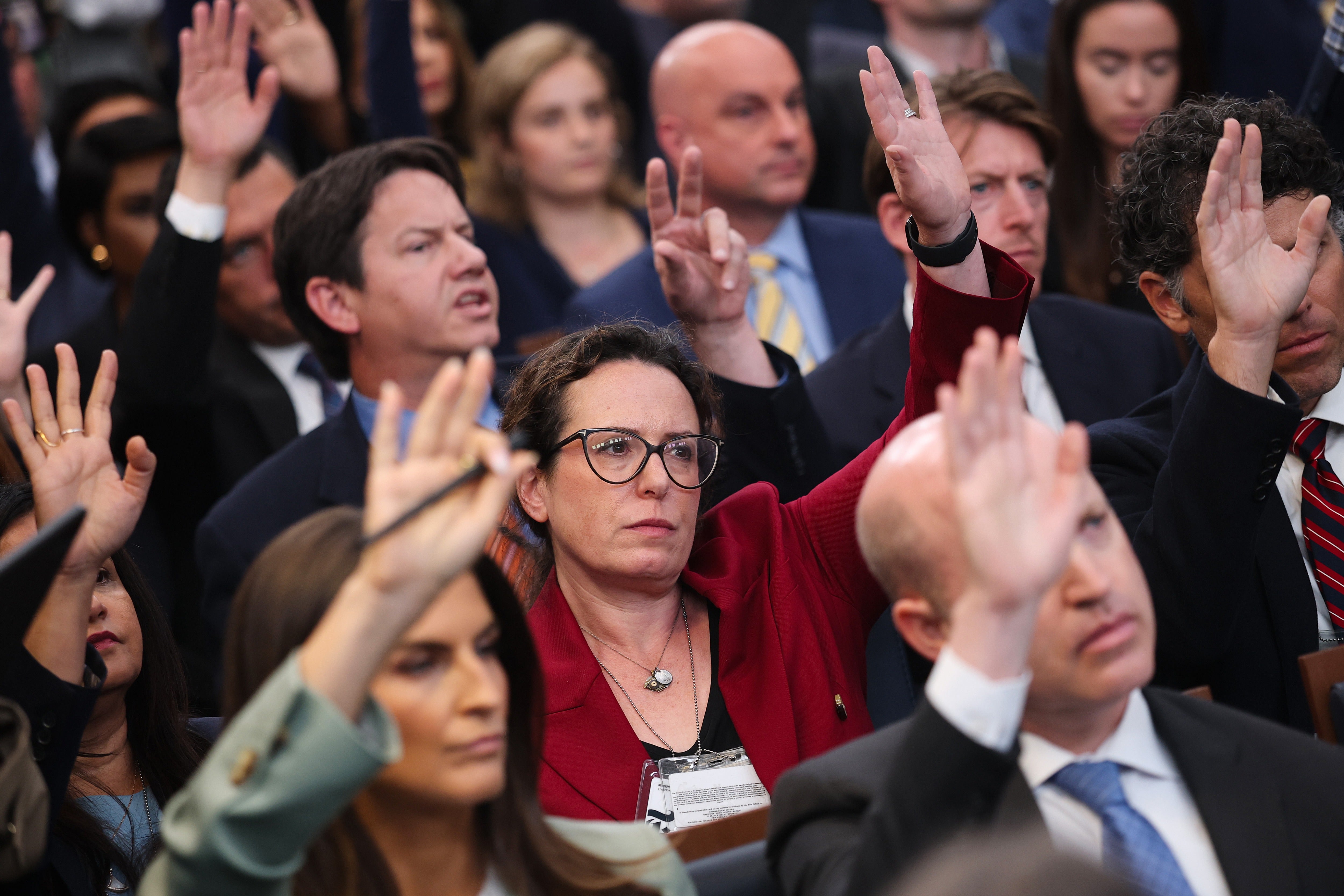 Maggie Haberman (center), a veteran journalist, has long been subject to President Donald Trump’s ire