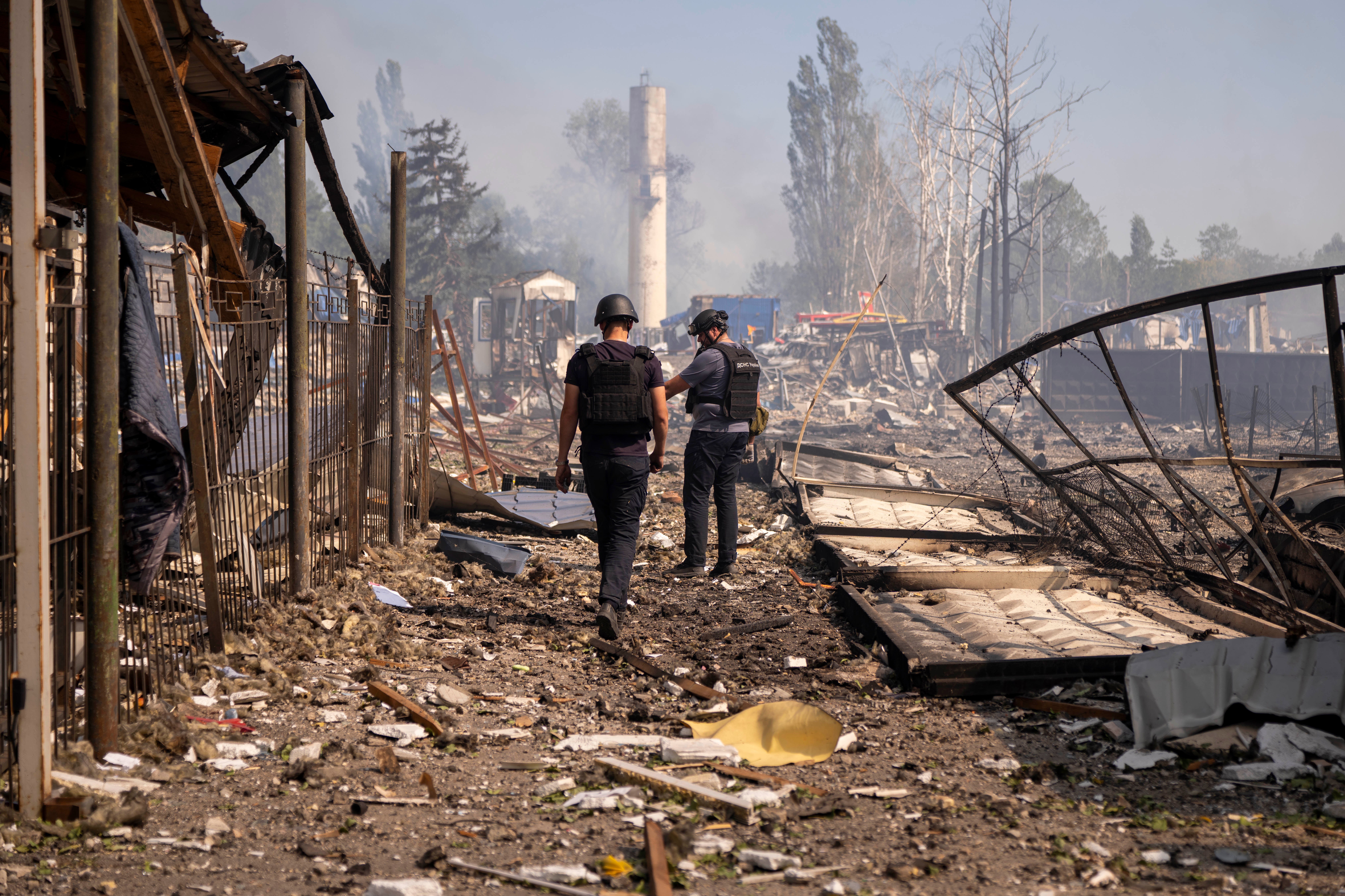 The aftermath of a Russian strike on Kyiv this week