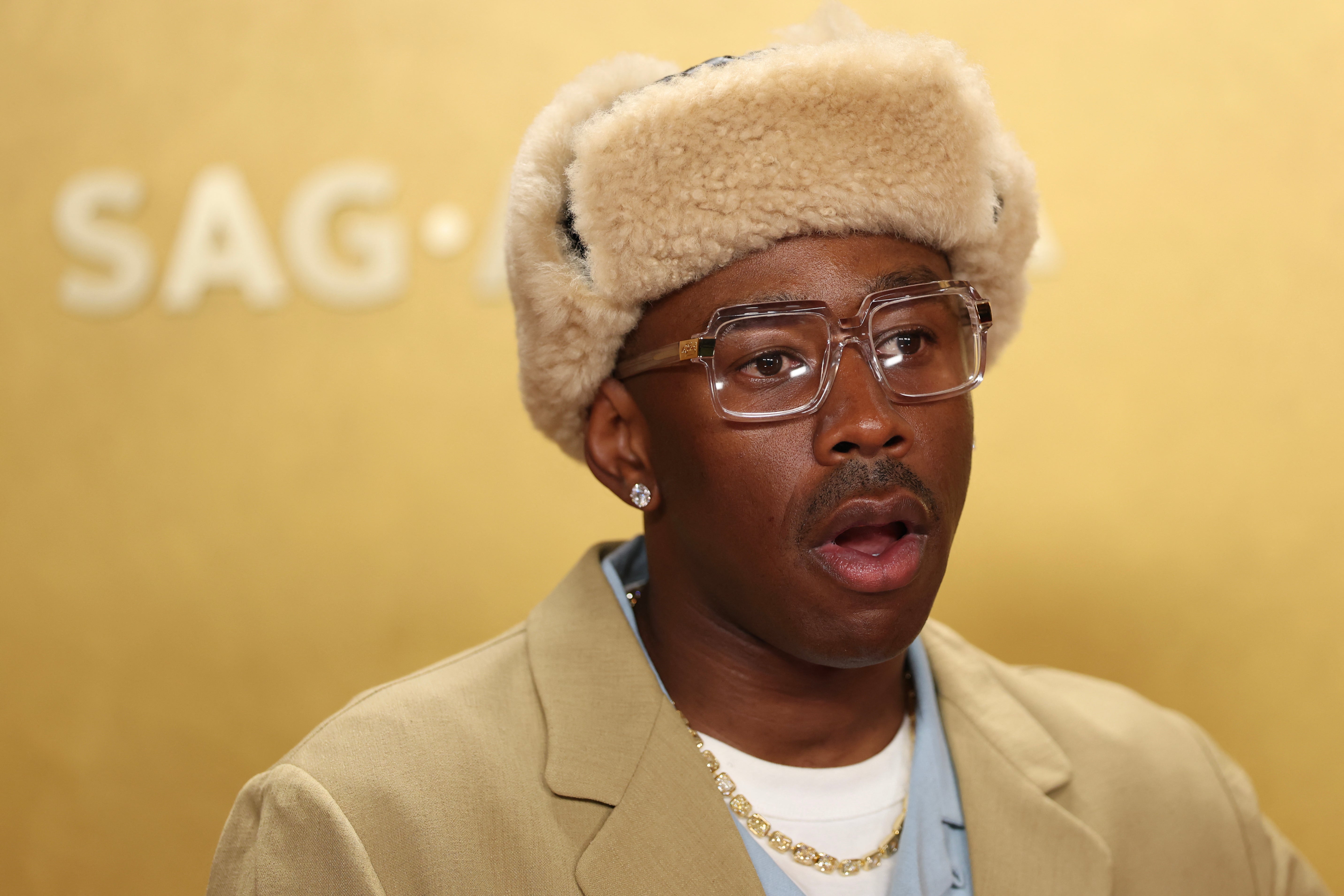 US rapper Tyler, The Creator attends the 32nd Annual Actor Awards at the Shrine Auditorium in Los Angeles on March 1, 2026. (Photo by PATRICK T. FALLON / AFP via Getty Images) (AFP/Getty)