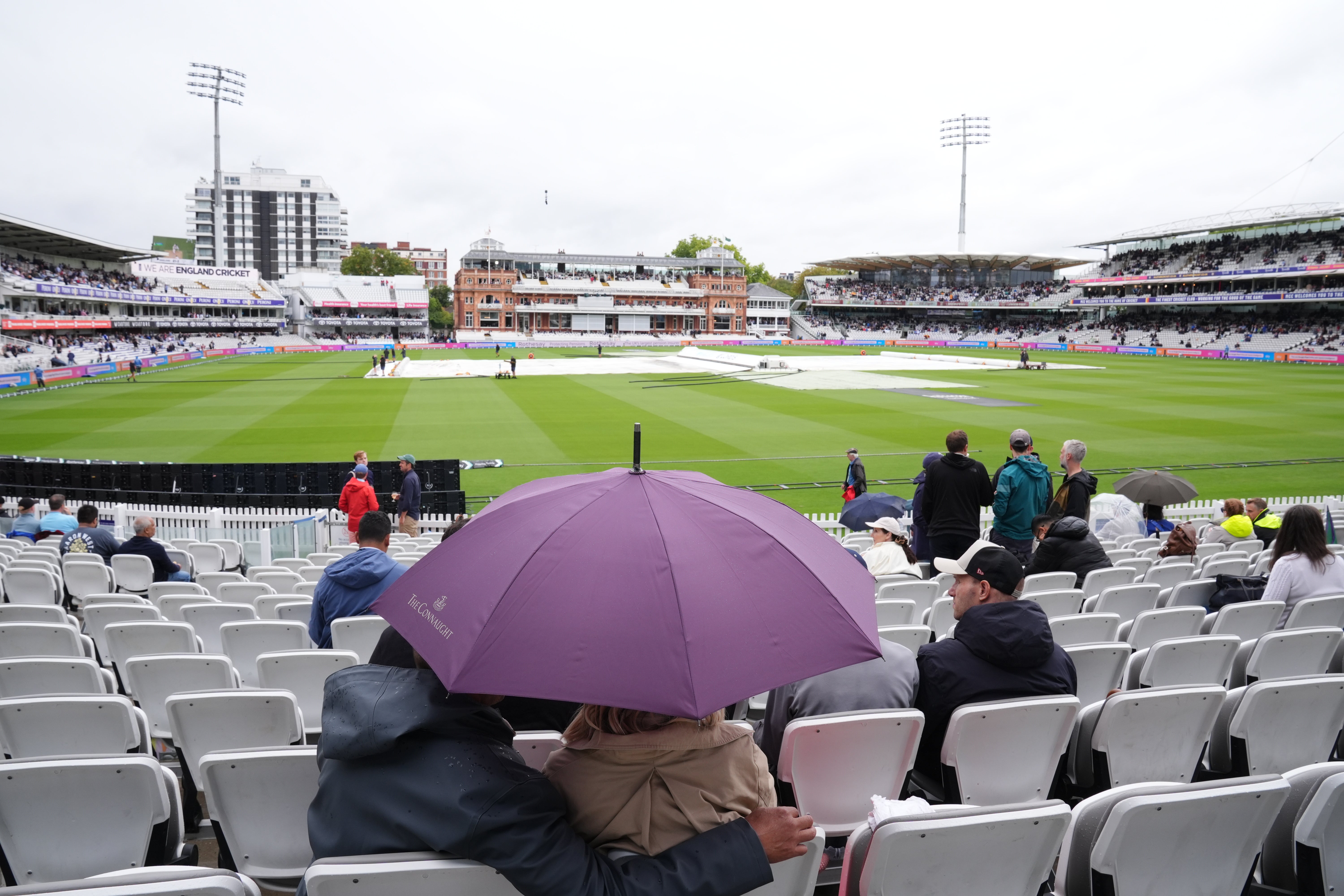 The cricket at Lord’s in London was disrupted by rain on Saturday (Ben Whitley/PA)