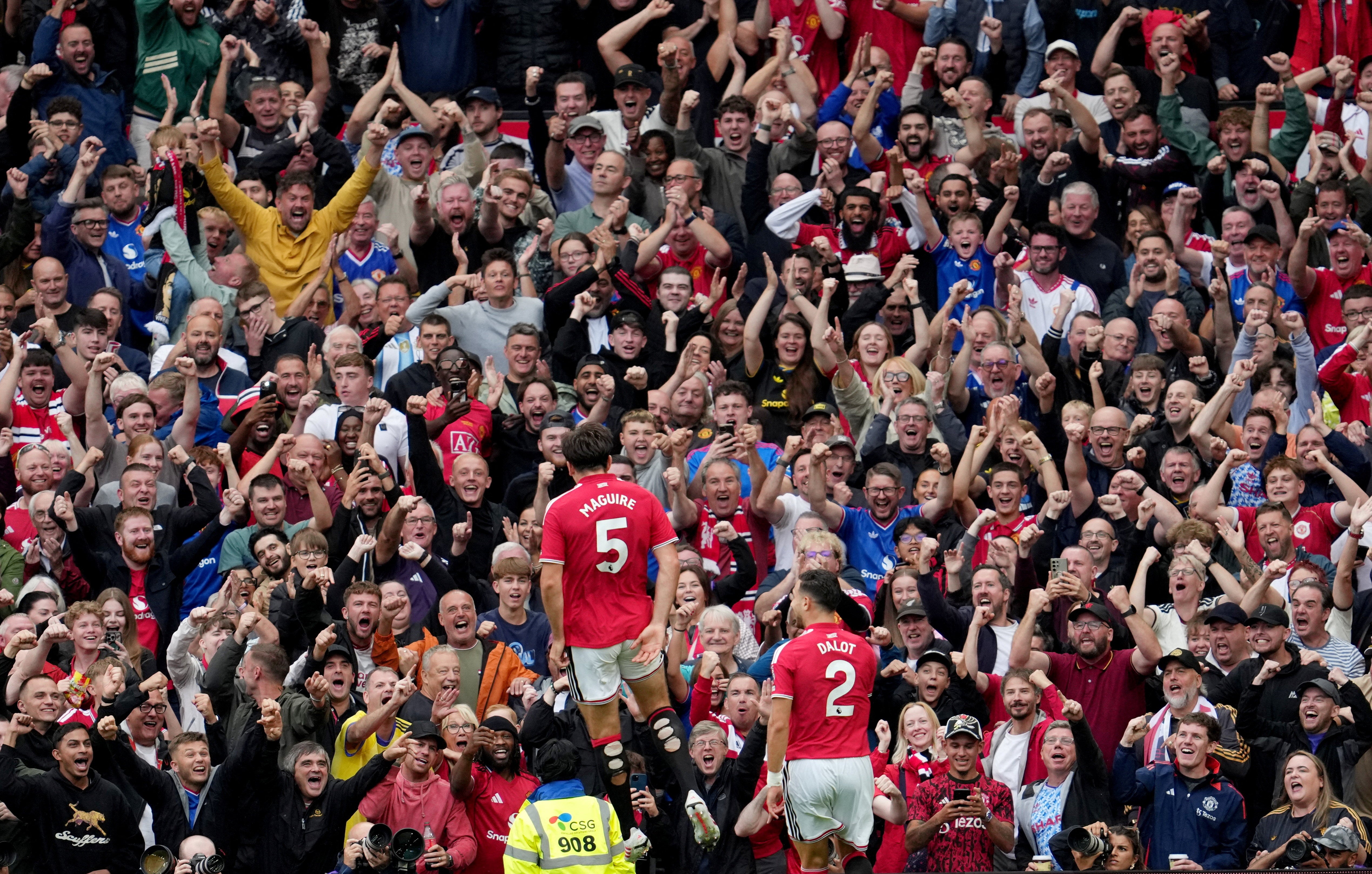Manchester United's Harry Maguire celebrates their second goal