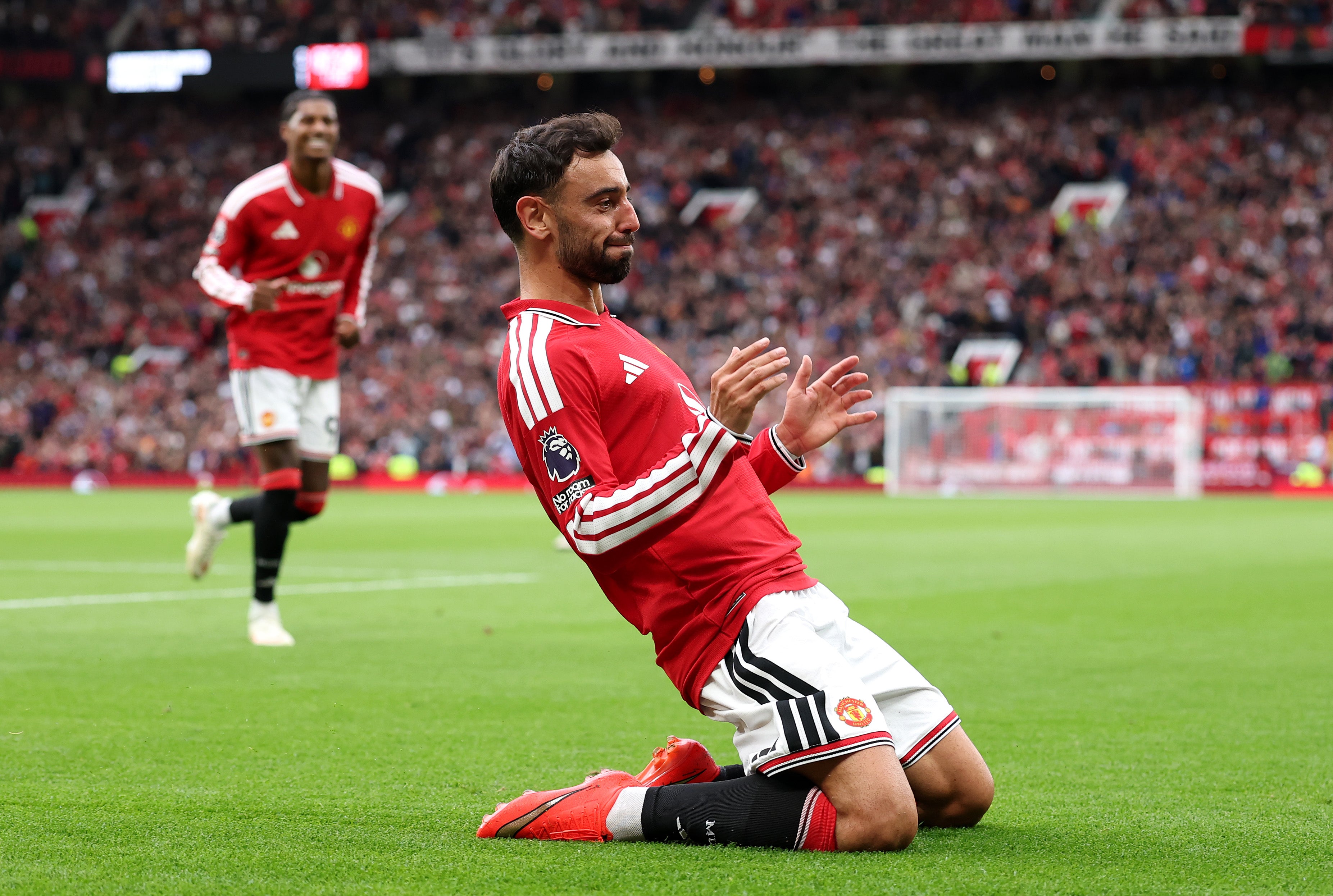 Fernandes completed his hat-trick and set up Bryan Mbuemo's goal