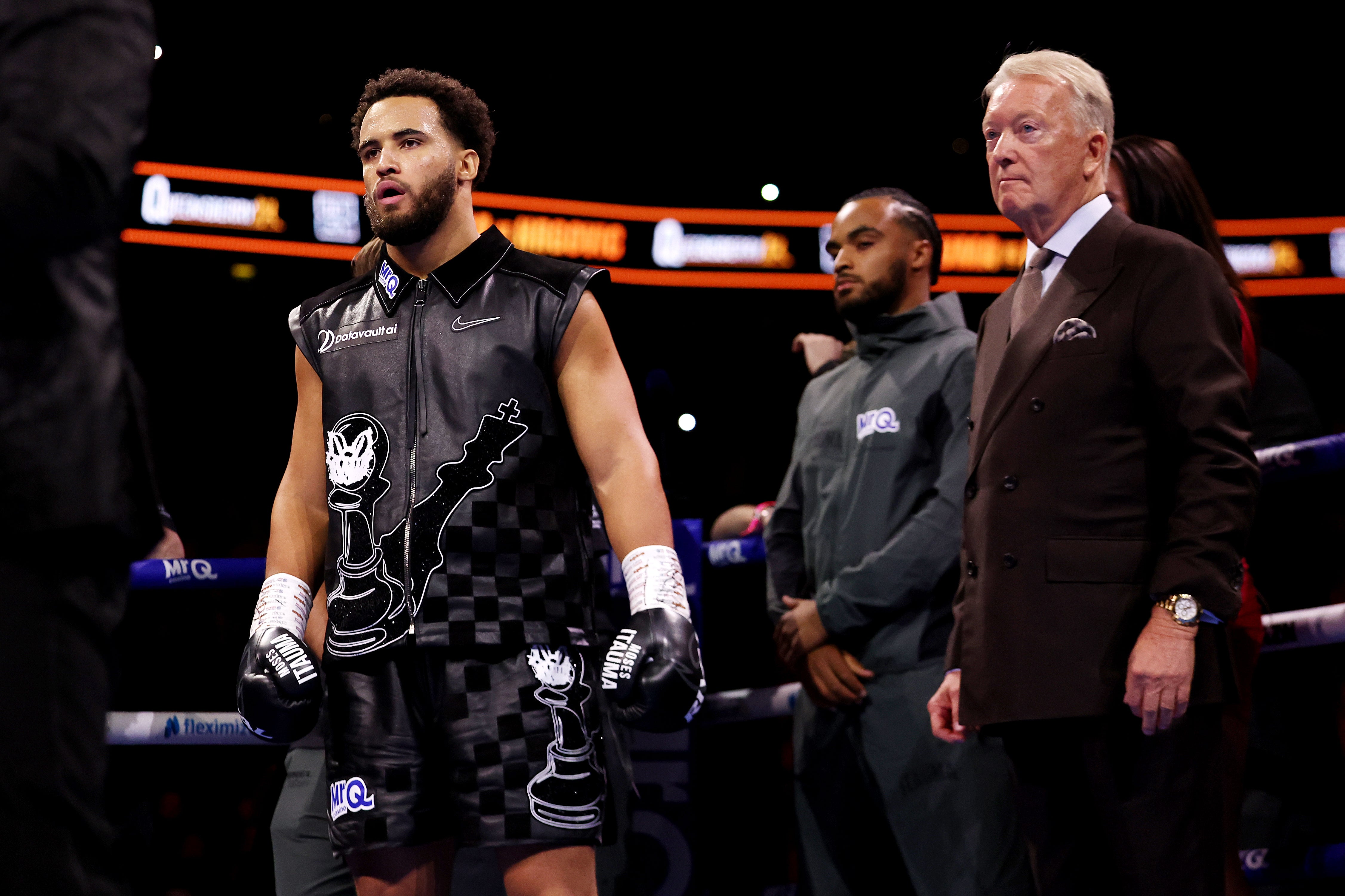Frank Warren (right) says Moses Itauma needs to stop looking for the knockout (Steven Paston/PA)