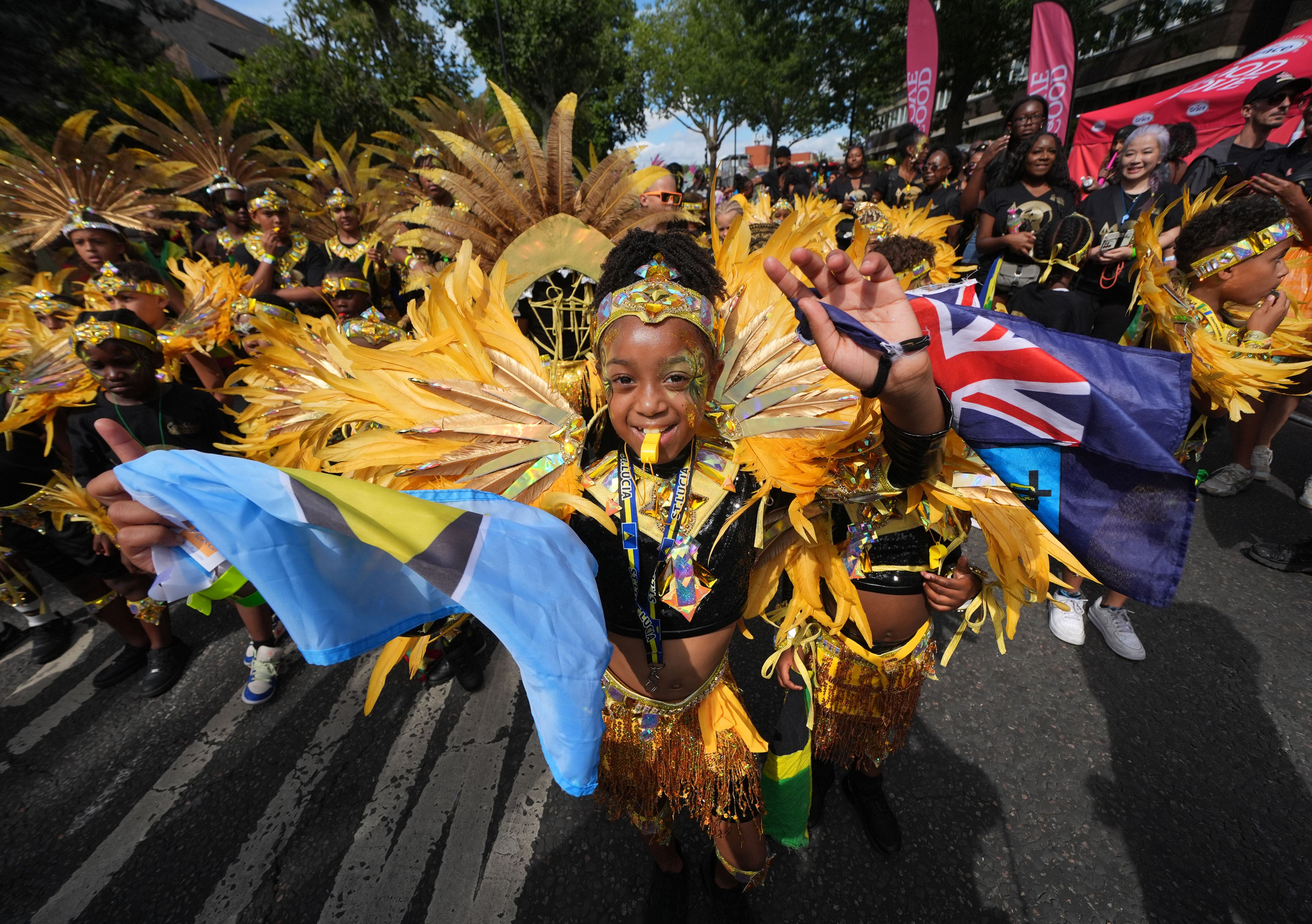 Participants taking part in the family day at the Notting Hill Carnival in London