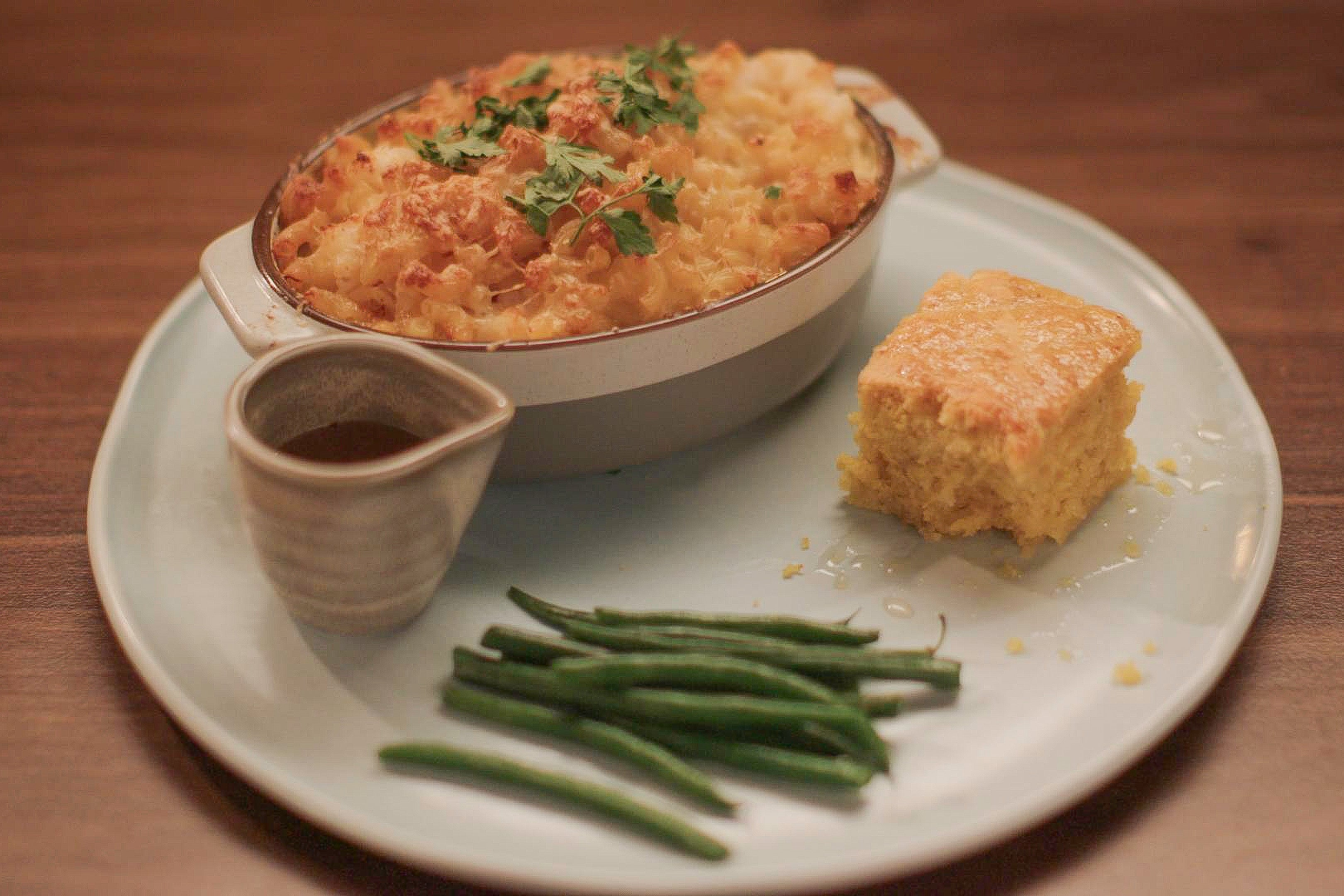 Max Fosh embraces his beige-food roots with a chicken parmo, béchamel, Red Leicester and garlic-salted chips (BBC/MasterChef)