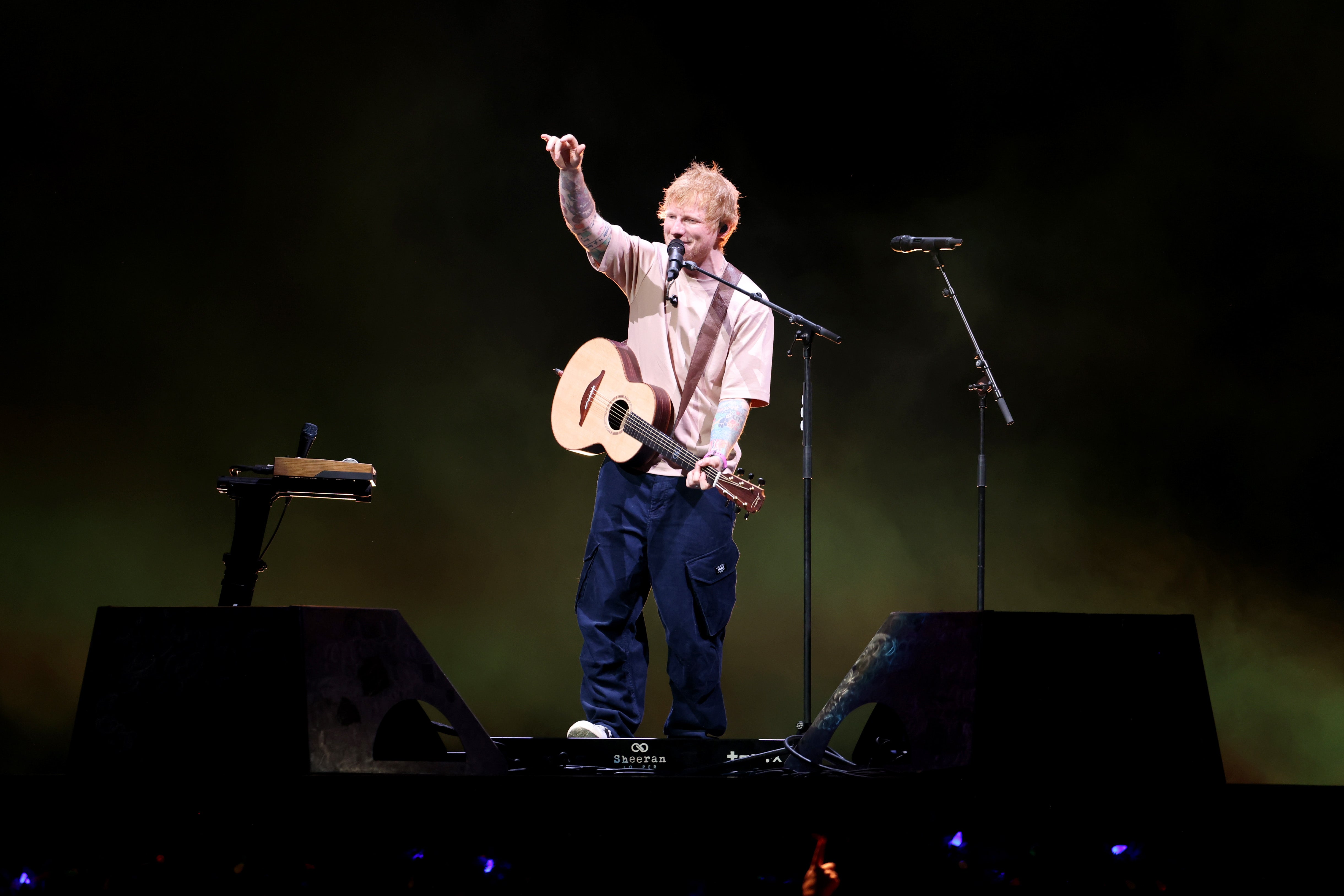 Six workers at Ed Sheeran’s concert in Detroit on Saturday were injured in an accident involving the equipment used to tear down the stage