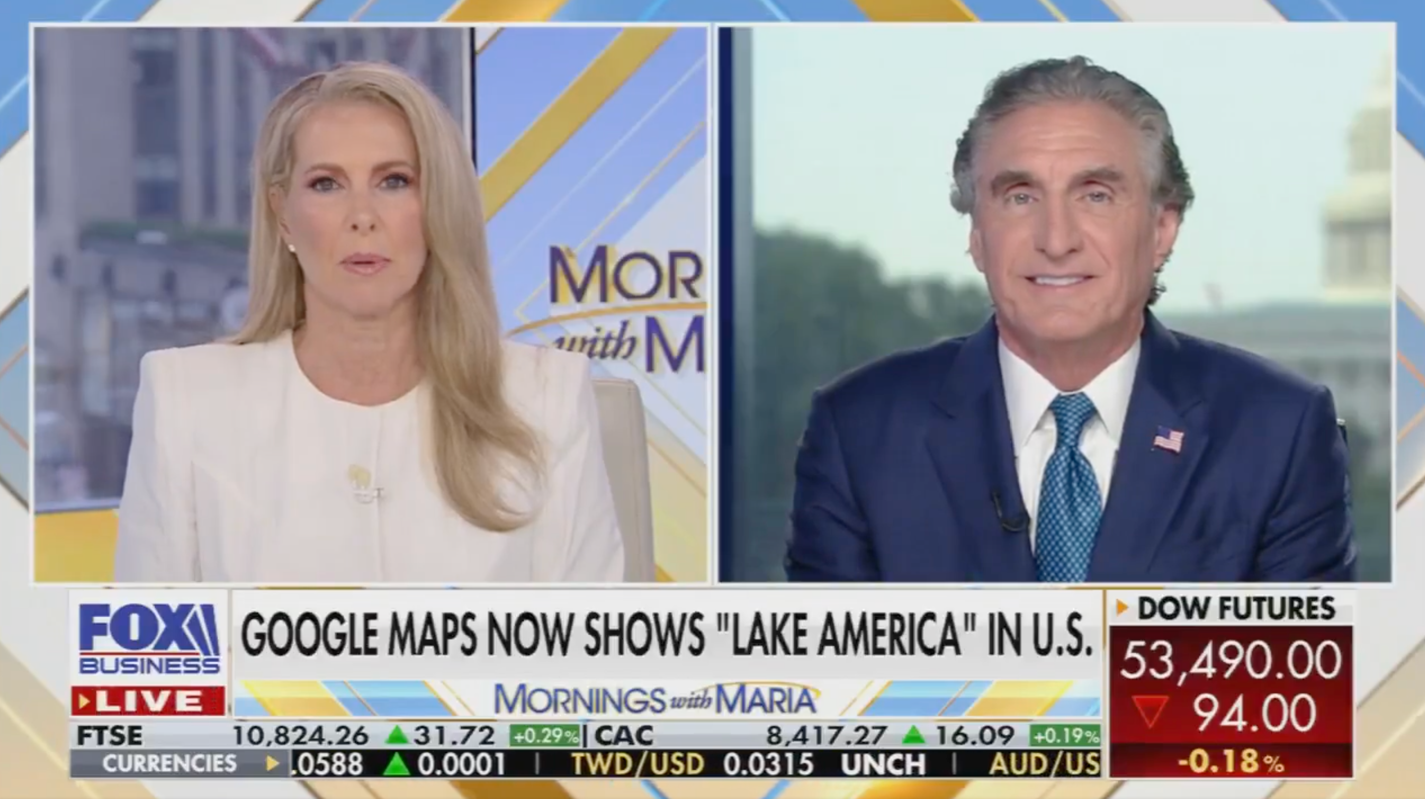 Interior Secretary tells Fox Business host Cheryl Casone that President Donald Trump has personally urged Apple to change the name of Lake Ontario on its Maps app