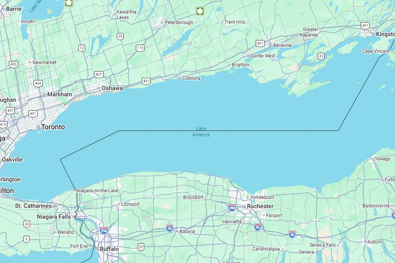 Google has already updated the name on its maps service to comply with Trump’s order, although the name still displays as ‘Lake Ontario’ to Canadian users (Reuters)
