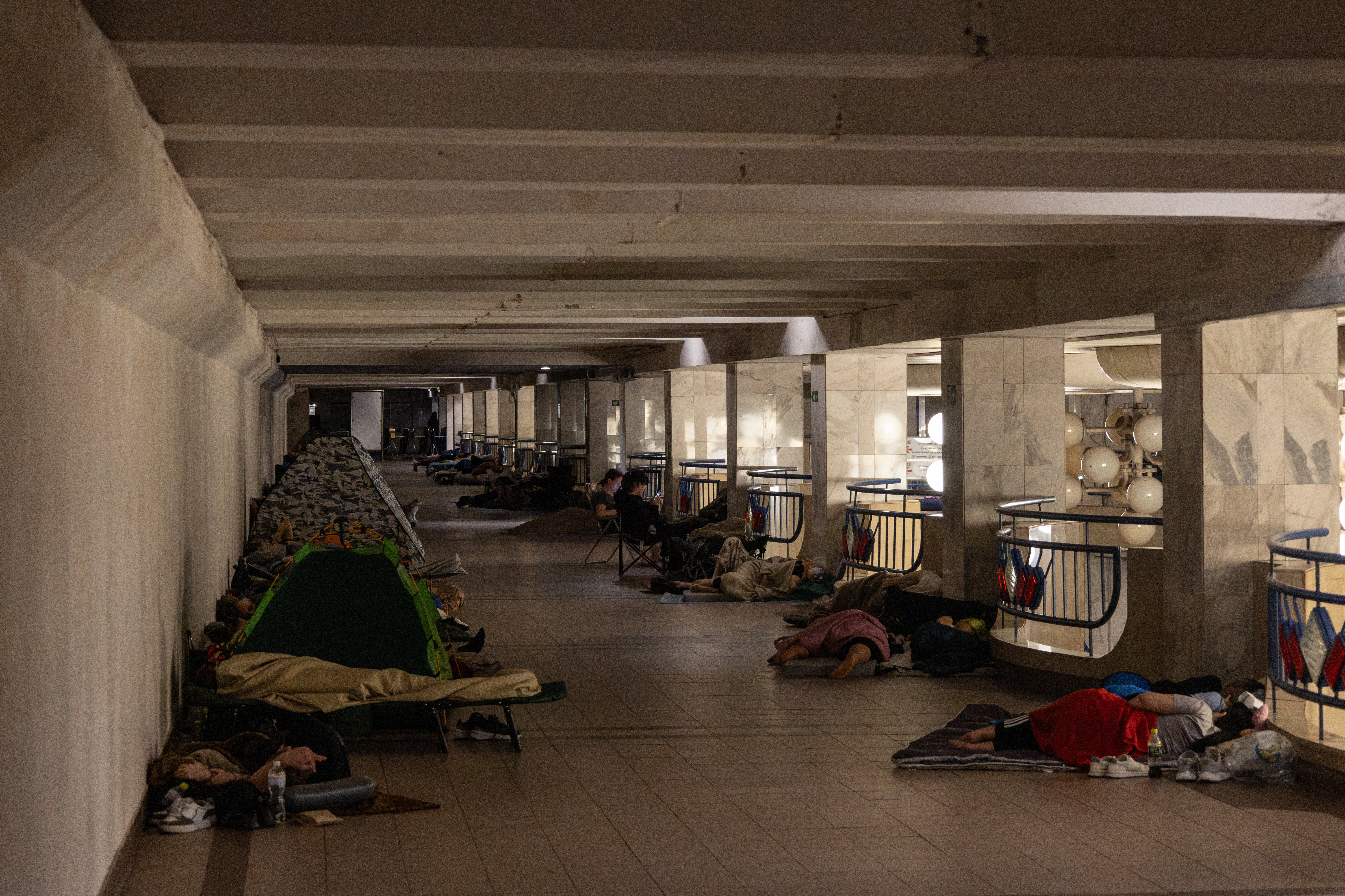 Barrages of daytime strikes forced Ukrainians to take shelter (AFP/Getty)