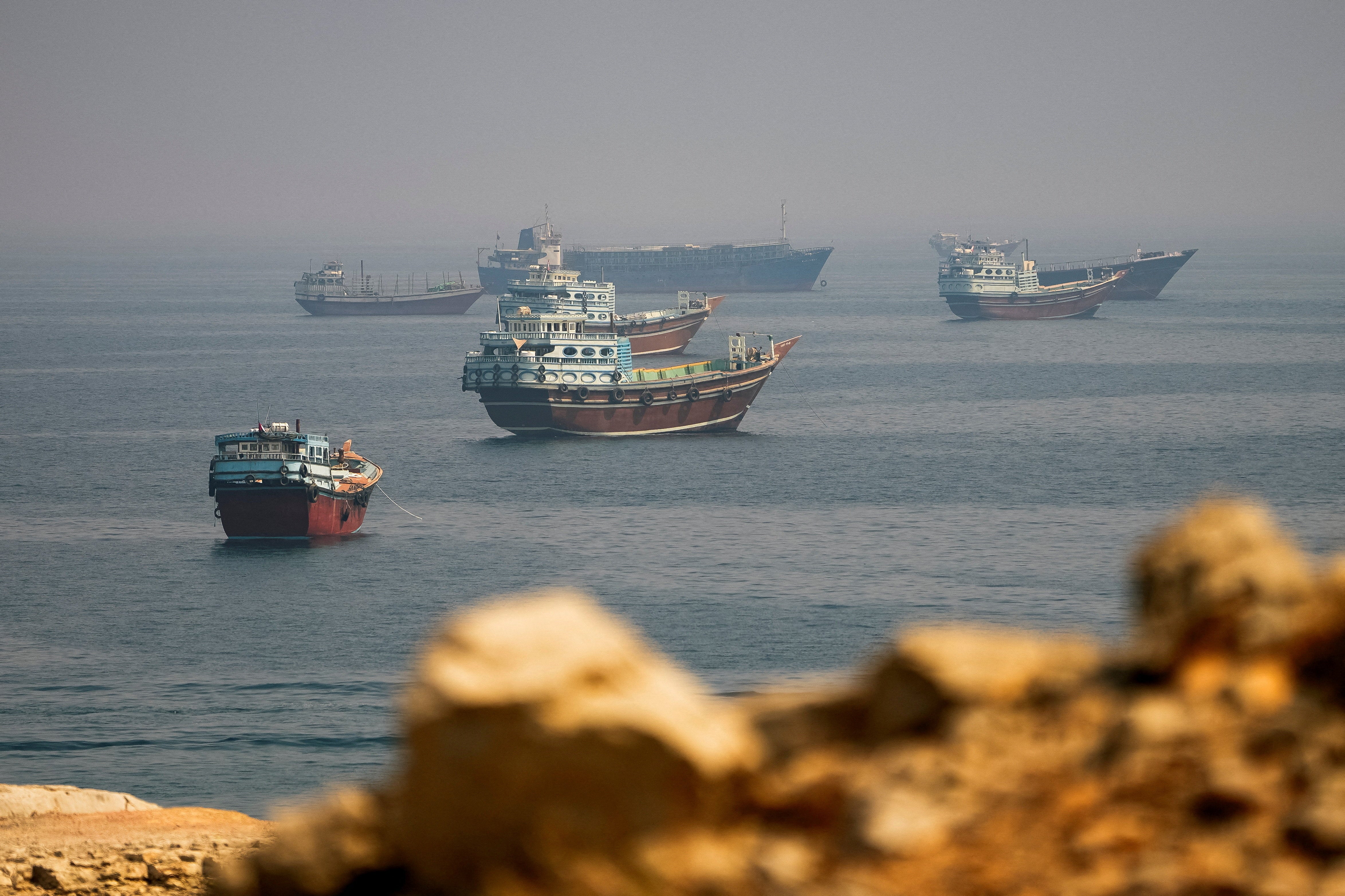 Iran continues to exert its influence in the Strait of Hormuz (Pictured on Monday)