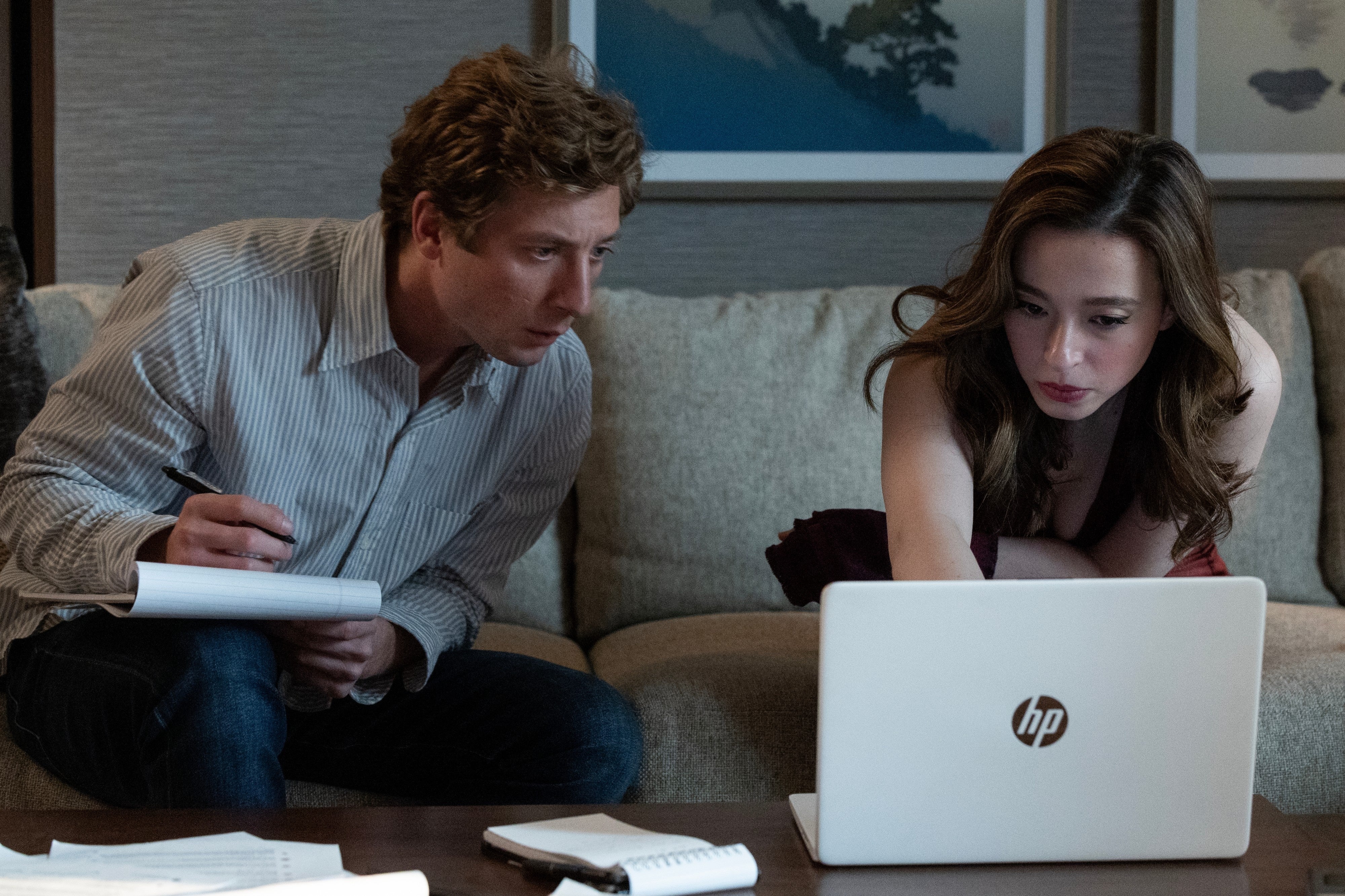 ‘The Social Reckoning’ also stars Mikey Madison as Facebook whistleblower Frances Haugen and Jeremy Allen White as ‘Wall Street Journal’ reporter Jeff Horwitz (Sony Pictures)