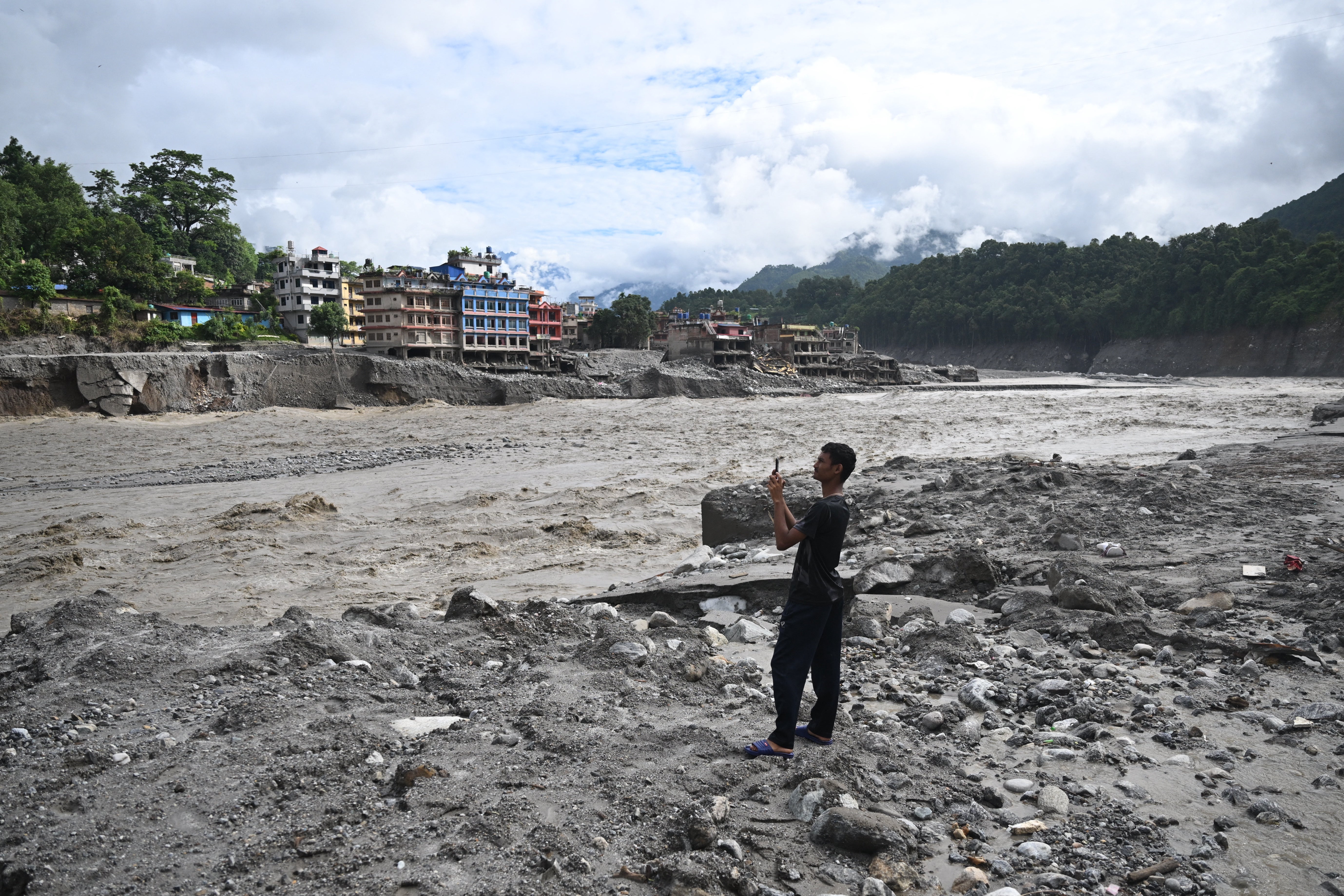 Mr Chambers flew to Nepal last week after seeing the devastation wreaked by the floods on the news