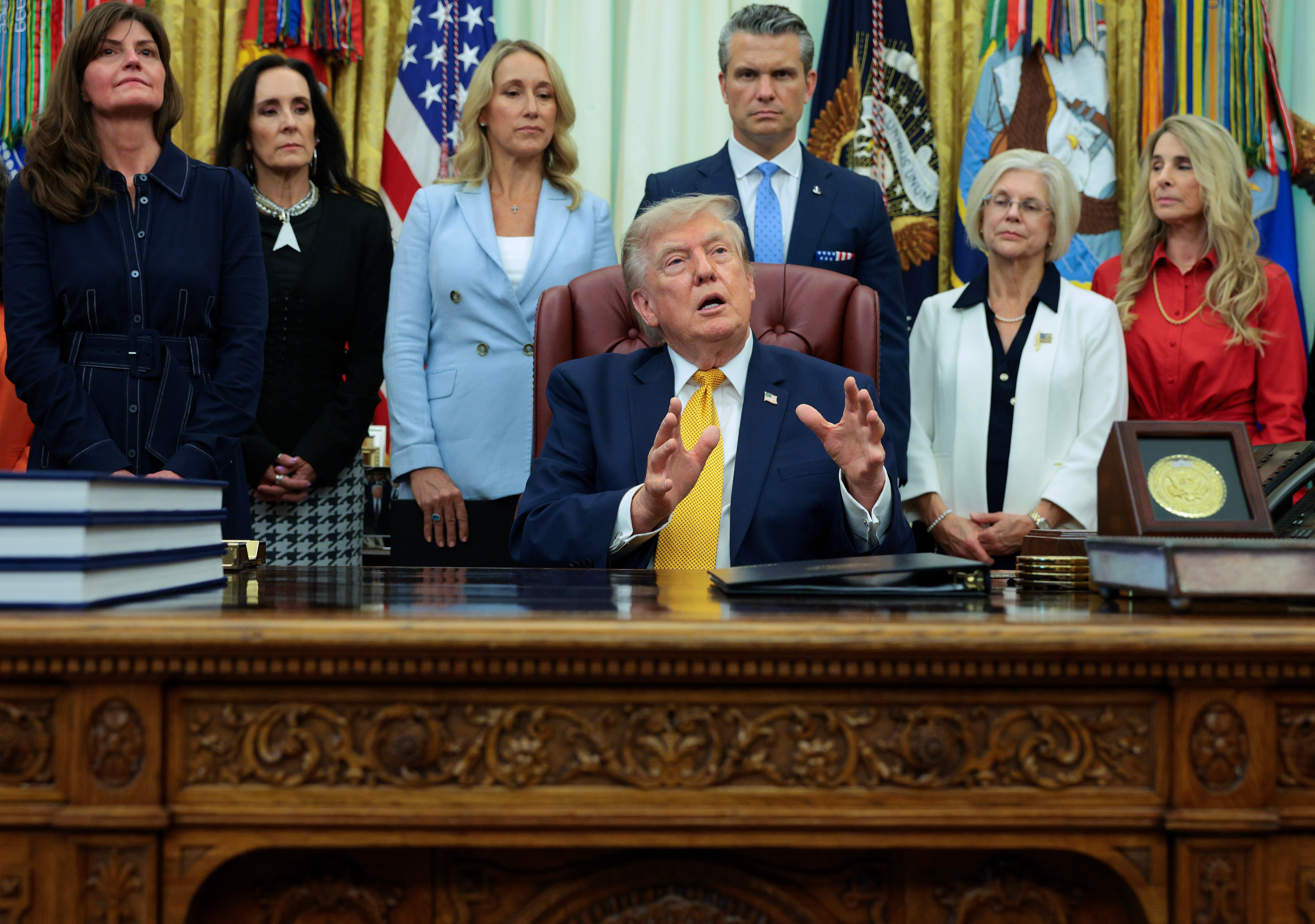 Trump told reporters he was reviewing the US position on the British overseas territory