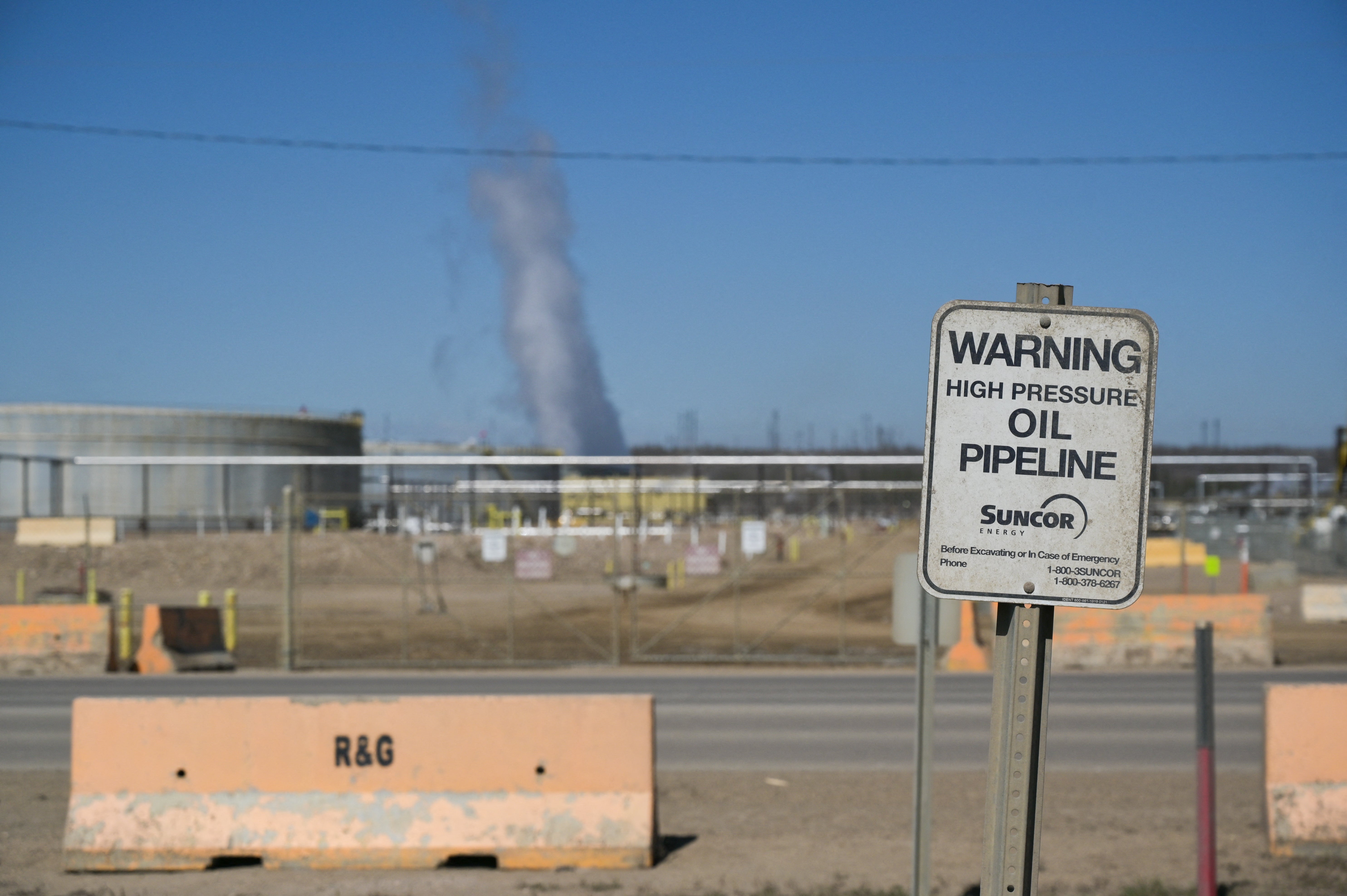 A view of an oil refinery of the Syncrude joint venture project in the Wood Buffalo municipality, 40 kilometers north of Fort McMurray