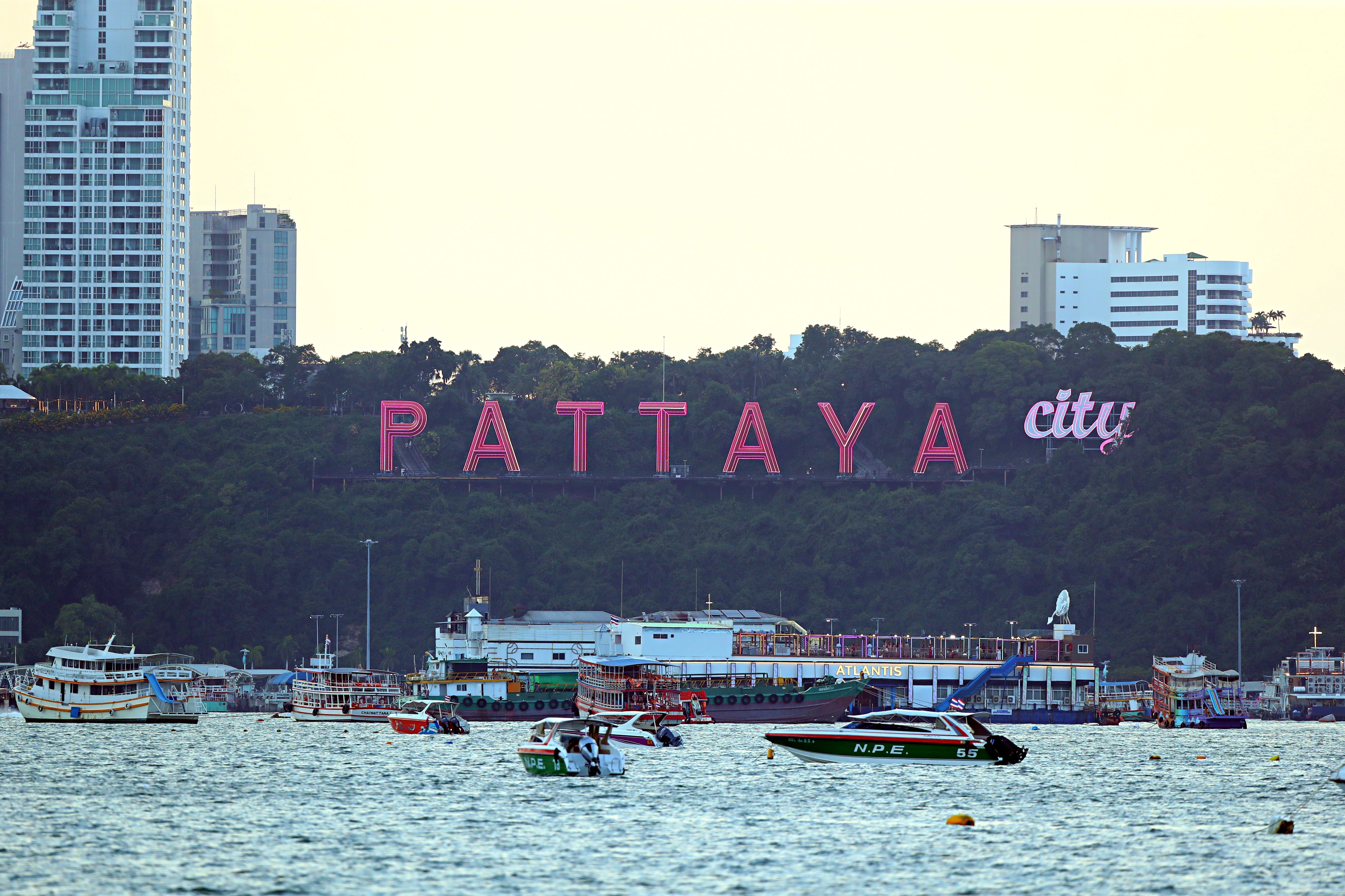 Pattaya beach ahead of the arrival for the USS Abraham Lincoln aircraft carrier