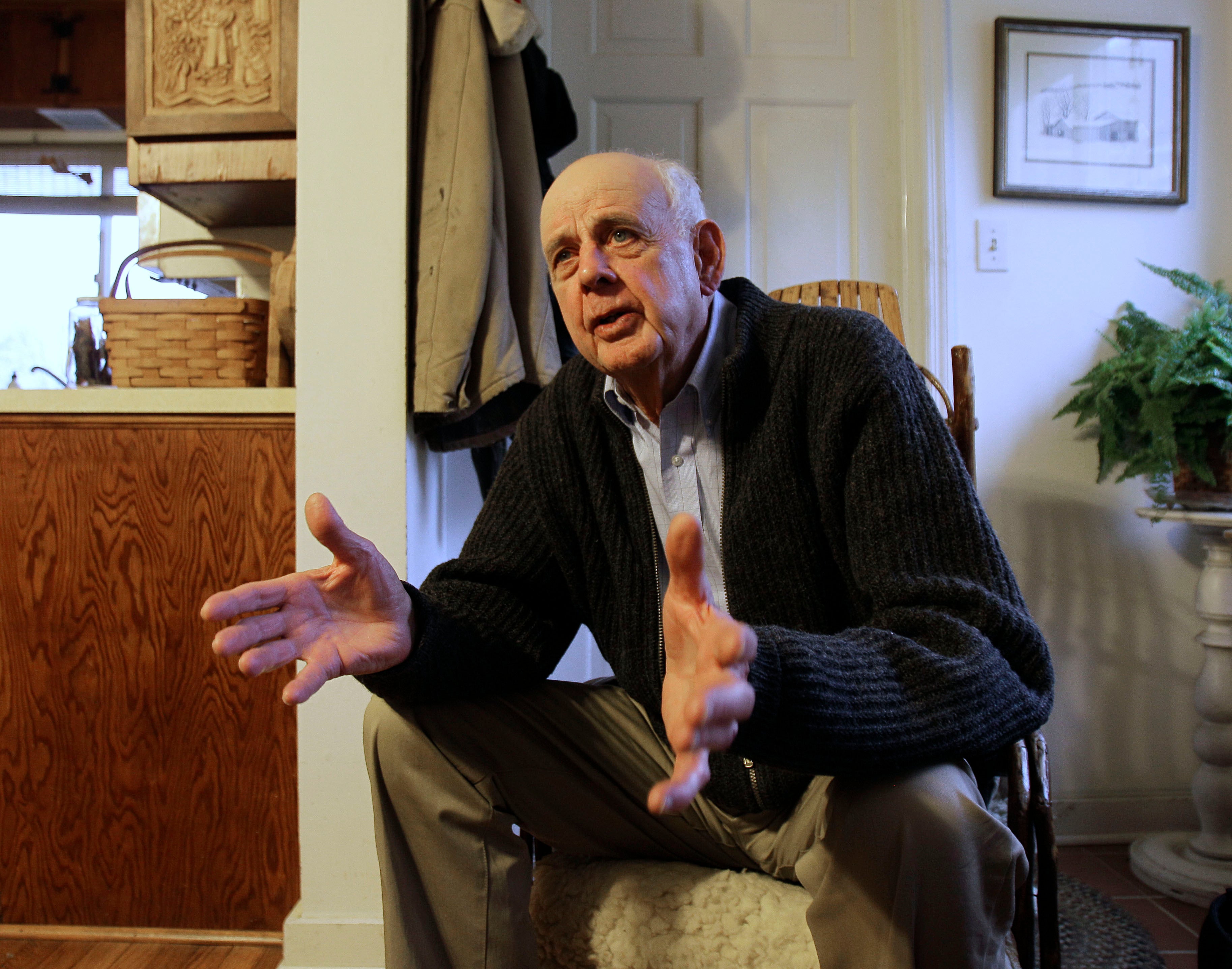 Wendell Berry talks with a reporter at his home in Port Royal, Ky., March 10, 2011. (AP Photo/Ed Reinke, File)