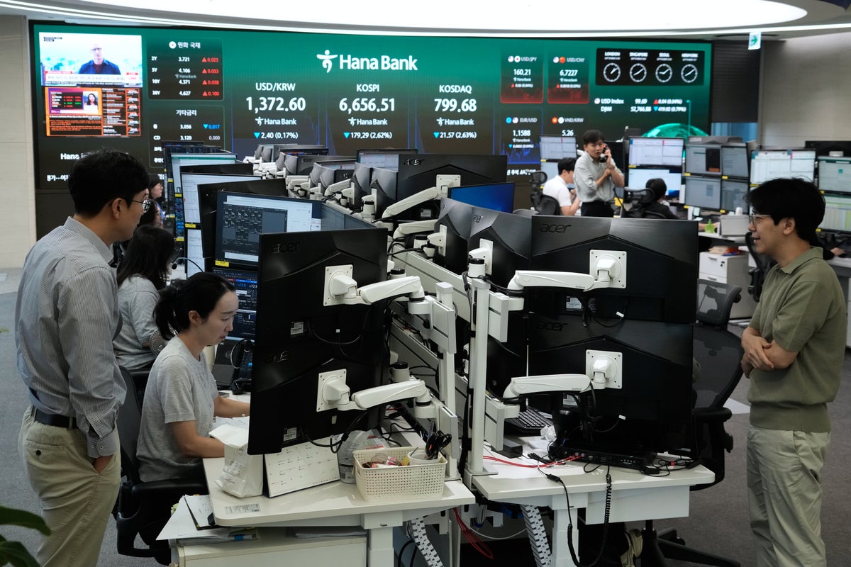 Asian shares fall as Wall Street stocks slip and global bond sell-off intensifies