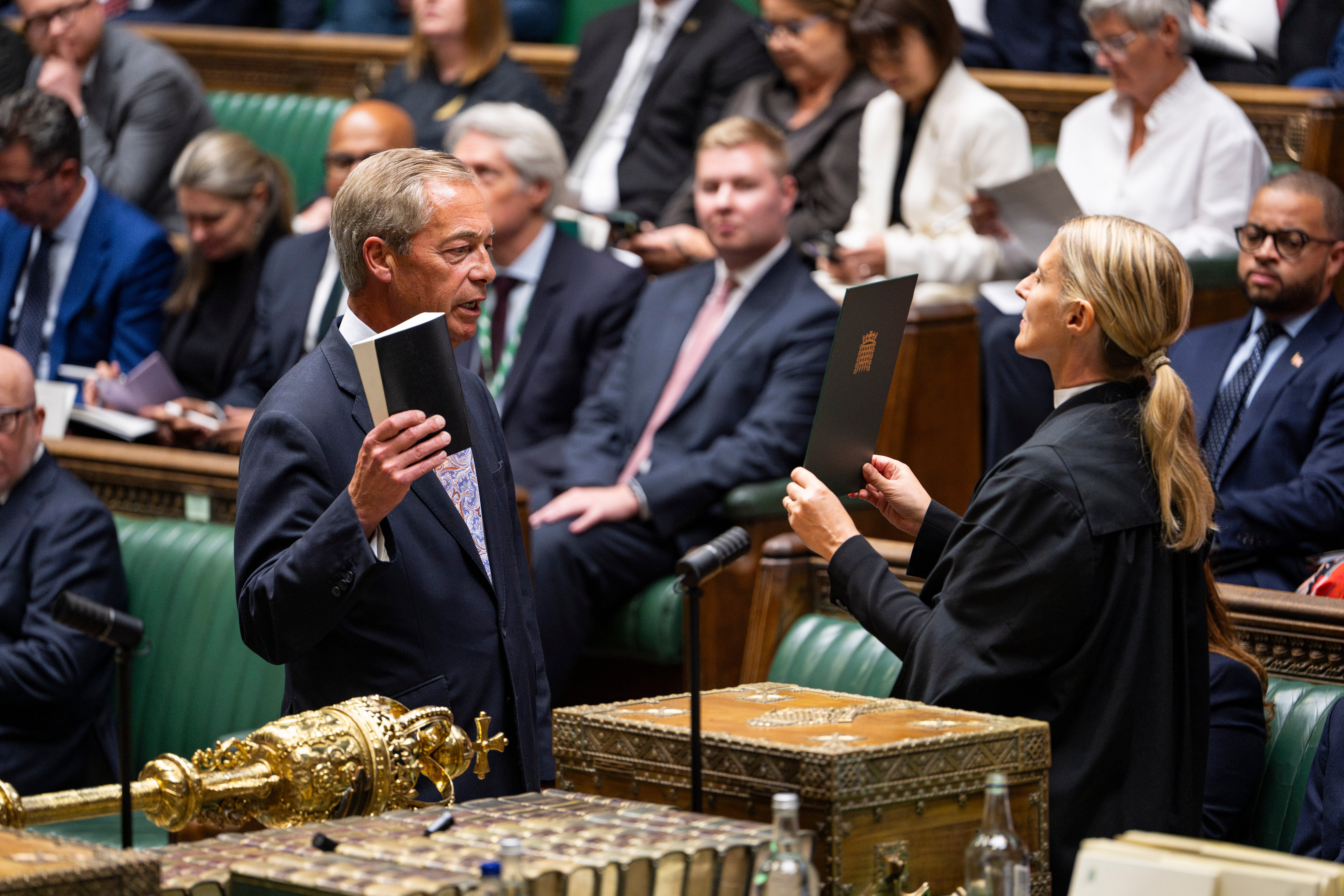 Nigel Farage was sworn in as an MP for the second time yesterday
