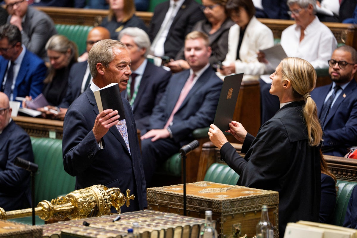Nigel Farage breaks parliamentary rules on first day back