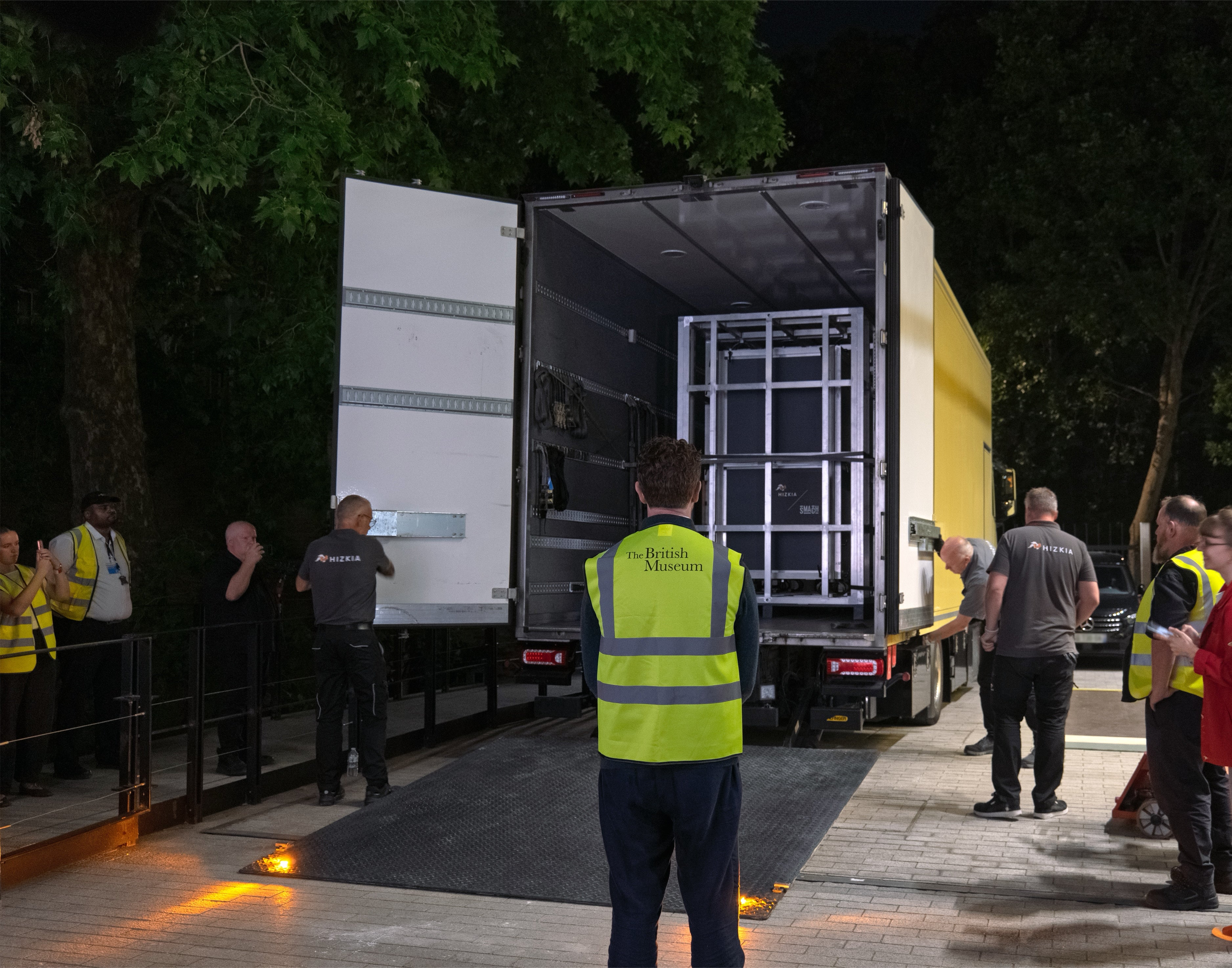 The truck that carried the Bayeux Tapestry from France to the British Museum in London arrived in July (British Museum/PA) (PA Media)