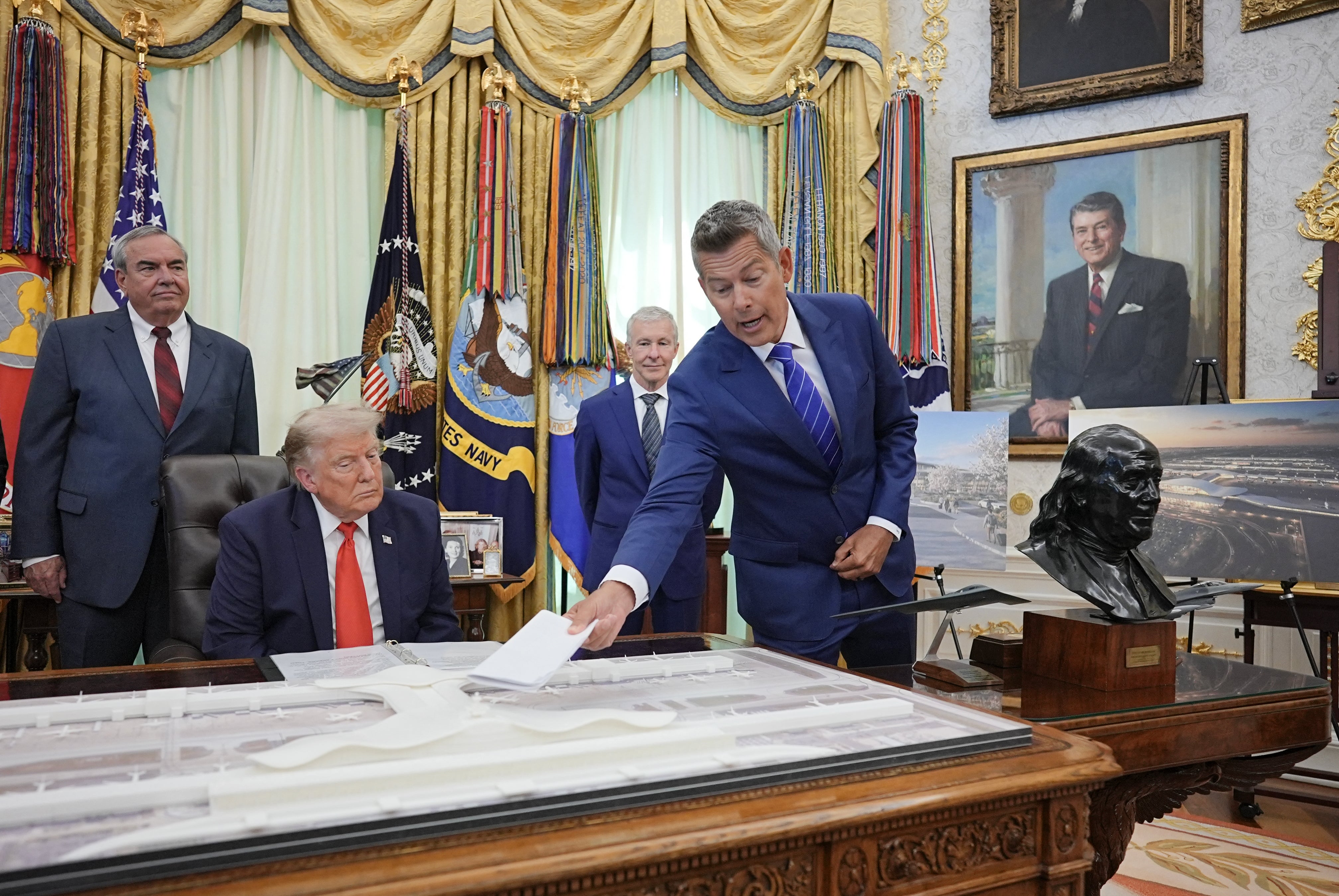 Throughout his tenure, Sean Duffy has been forced to contend with airline price hikes caused by the Iran war, long lines at airports triggered by a partial government shutdown as well as a string of recent air disasters (AFP via Getty Images)