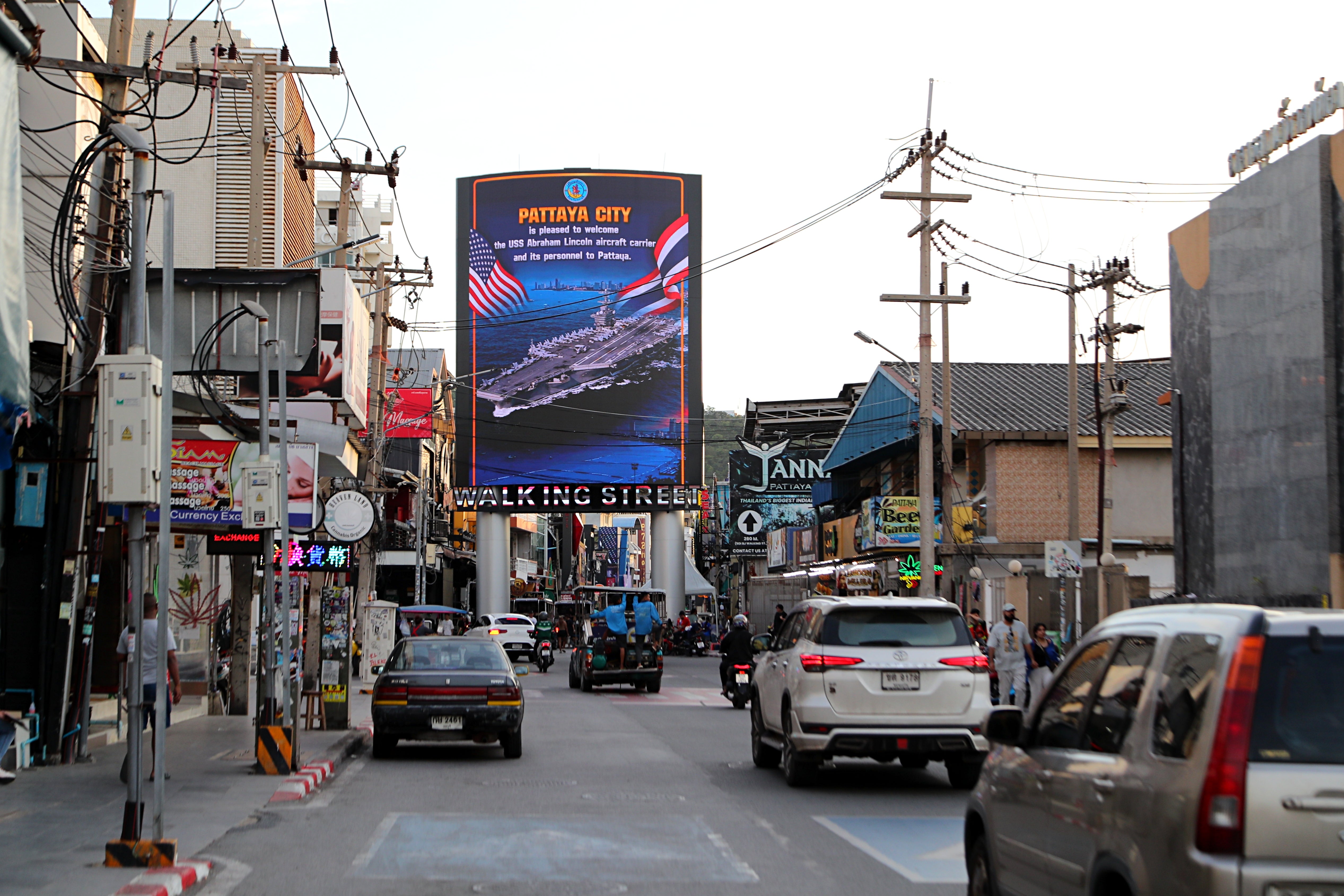 A banner welcomes the U.S. servicemembers. Their visit could benefit the local economy to the tune of millions of dollars (Getty)