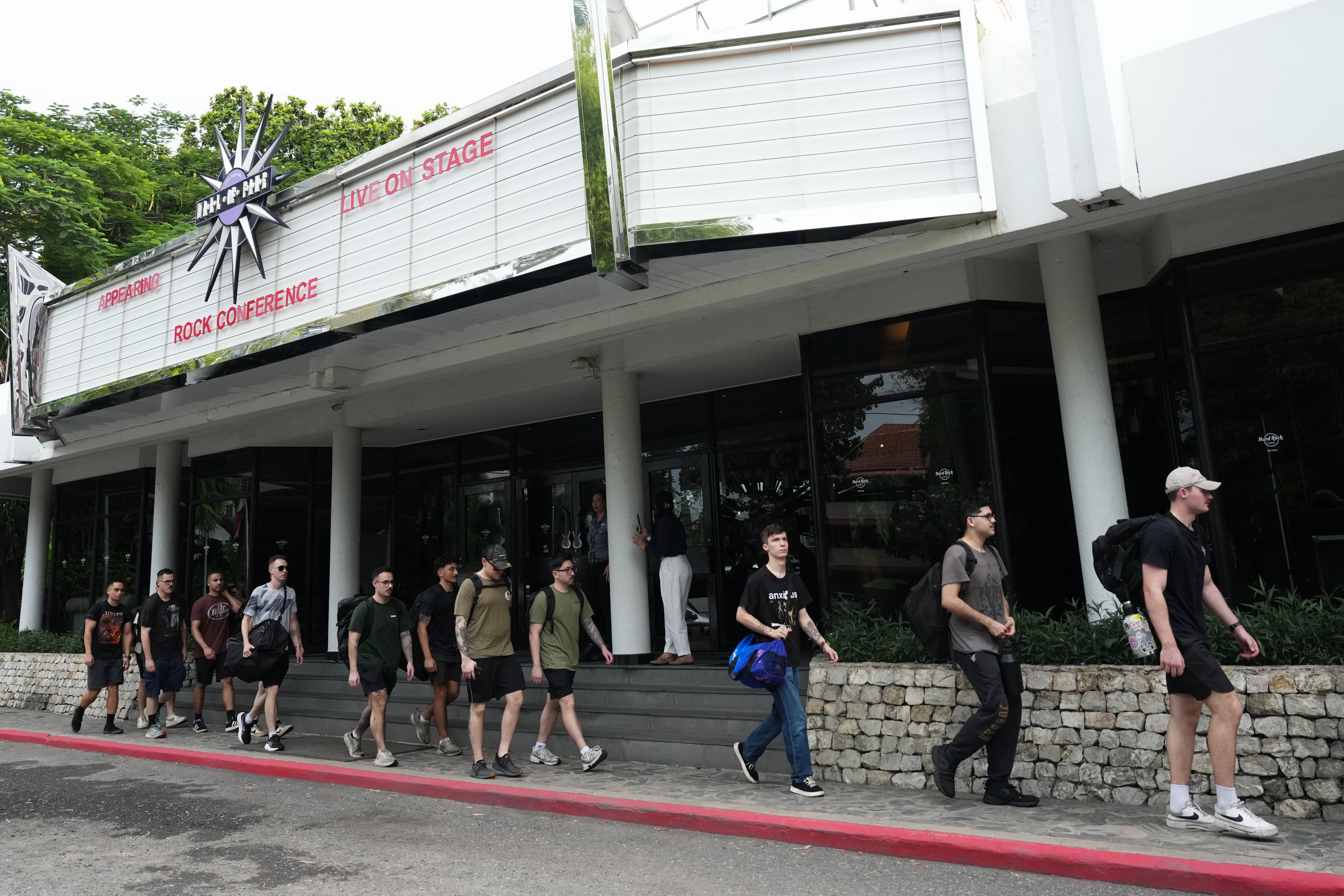 American service members of the USS Abraham Lincoln strike group arrive at a hotel in Pattaya, Thailand (AP)