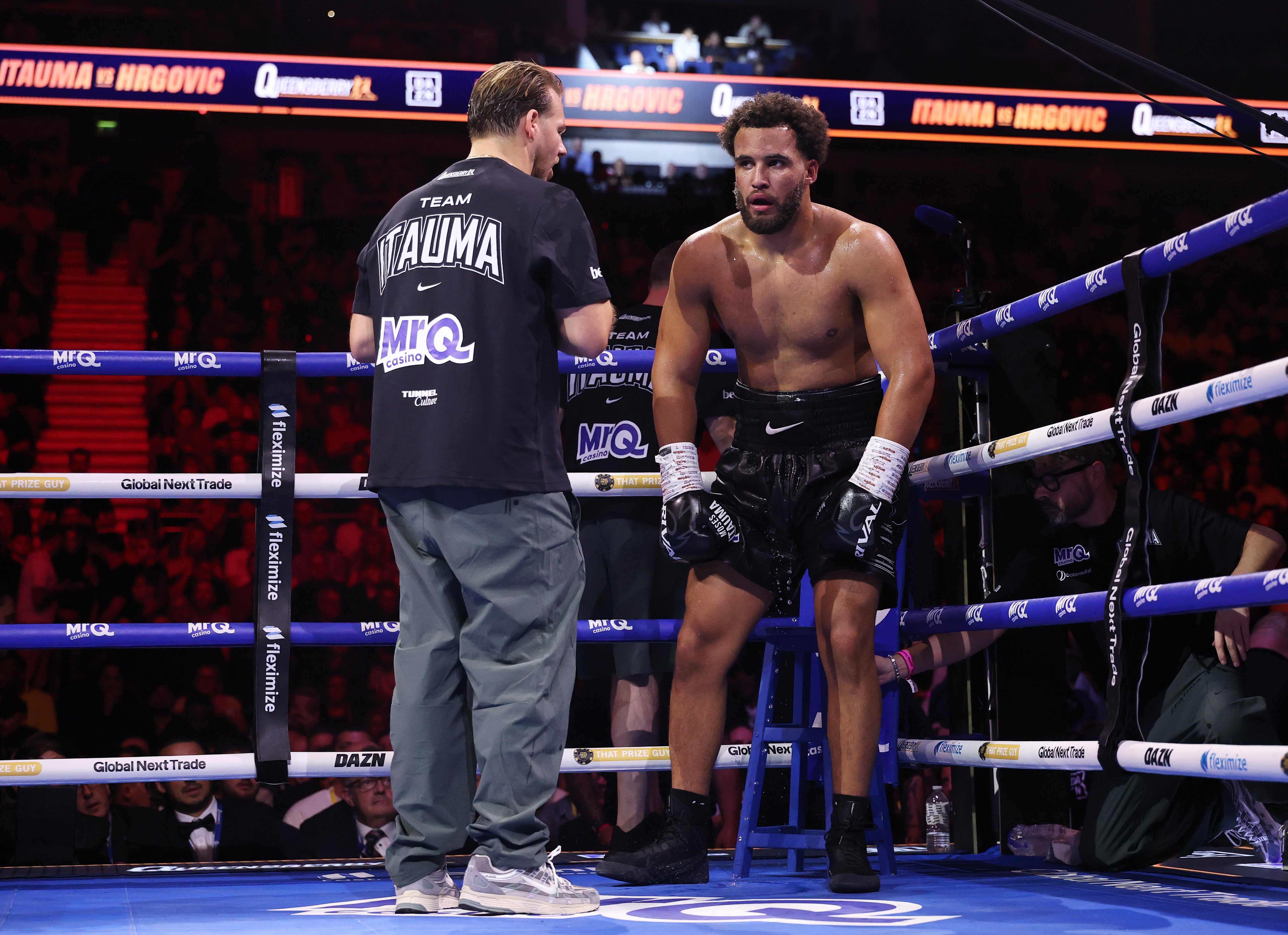 Trainer Ben Davison (left) has been criticised after Moses Itauma's defeat to Filip Hrgovic