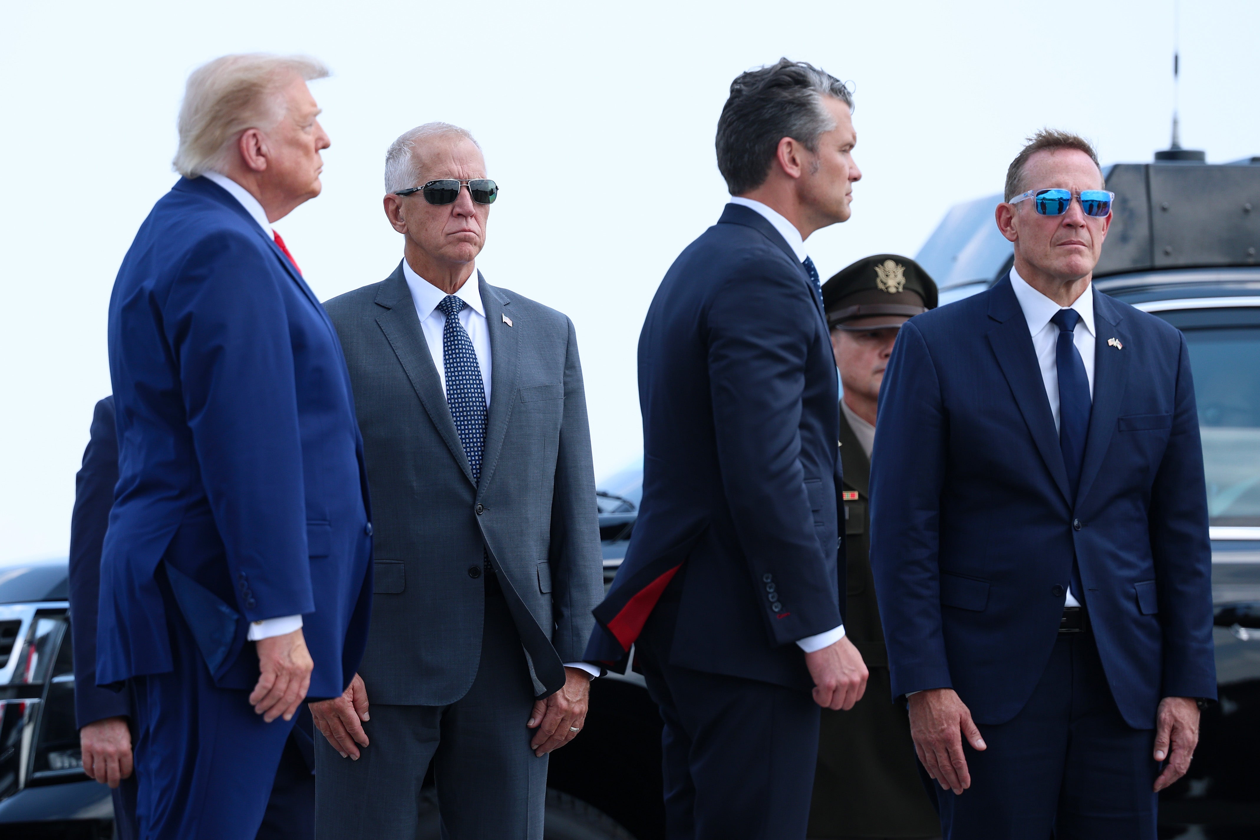 Tillis, pictured center with Trump and Hegseth at a dignified transfer for four U.S. military personnel in June, has become a frequent critic of the president and his team