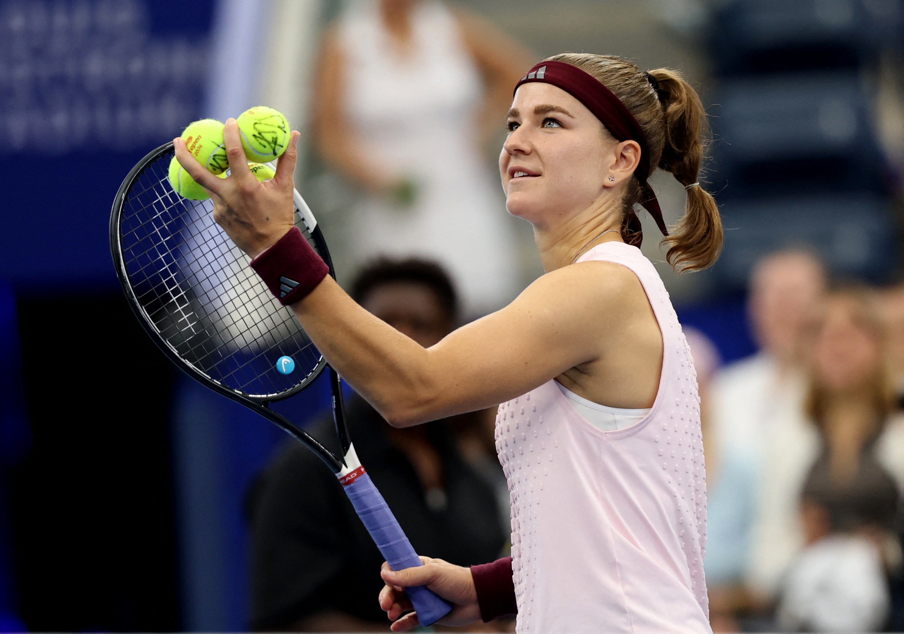 Czech Republic's Karolina Muchova celebrates after beating Boulter