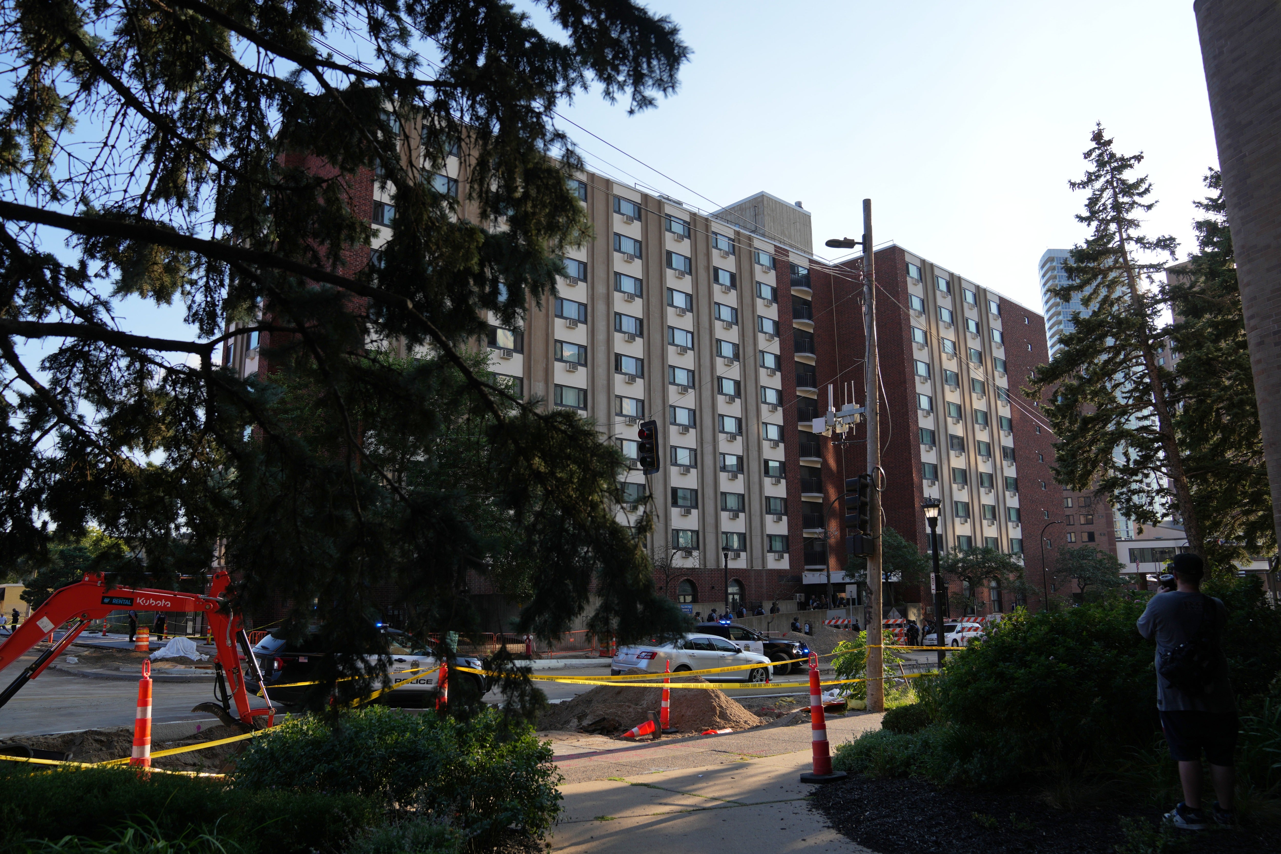 One police officer was shot in the leg and another in the stomach, according to reports