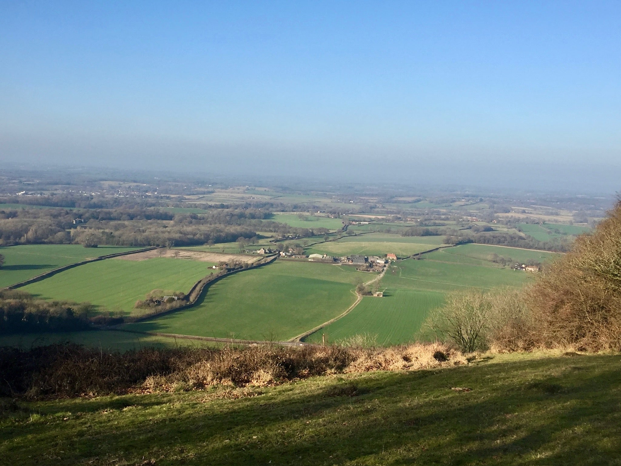 The South Downs: the view from Blackcap with Novington Lane to the left